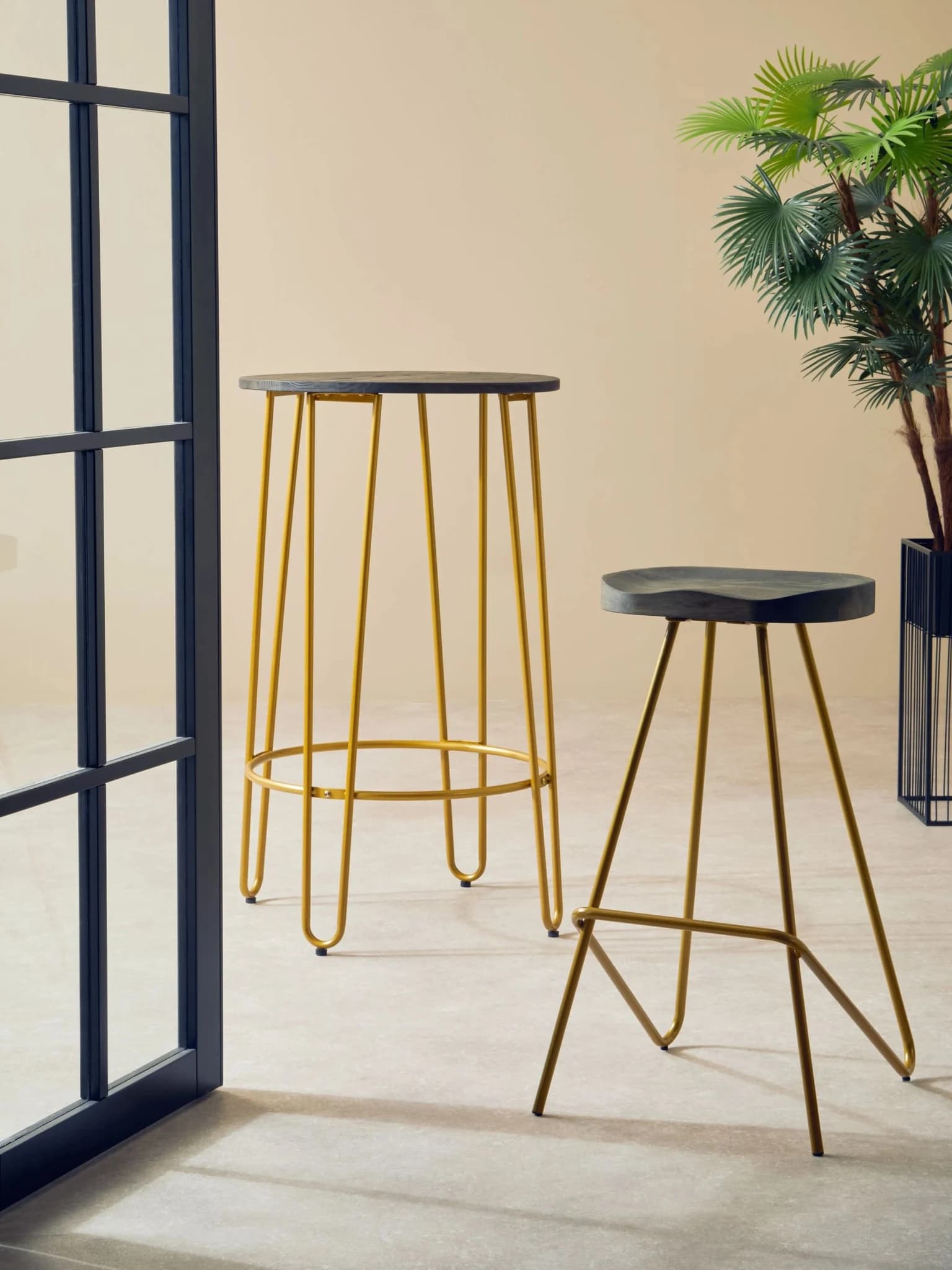 District Elm Wood Bar Stool With Metal Legs - Seating, photo 3 of 8