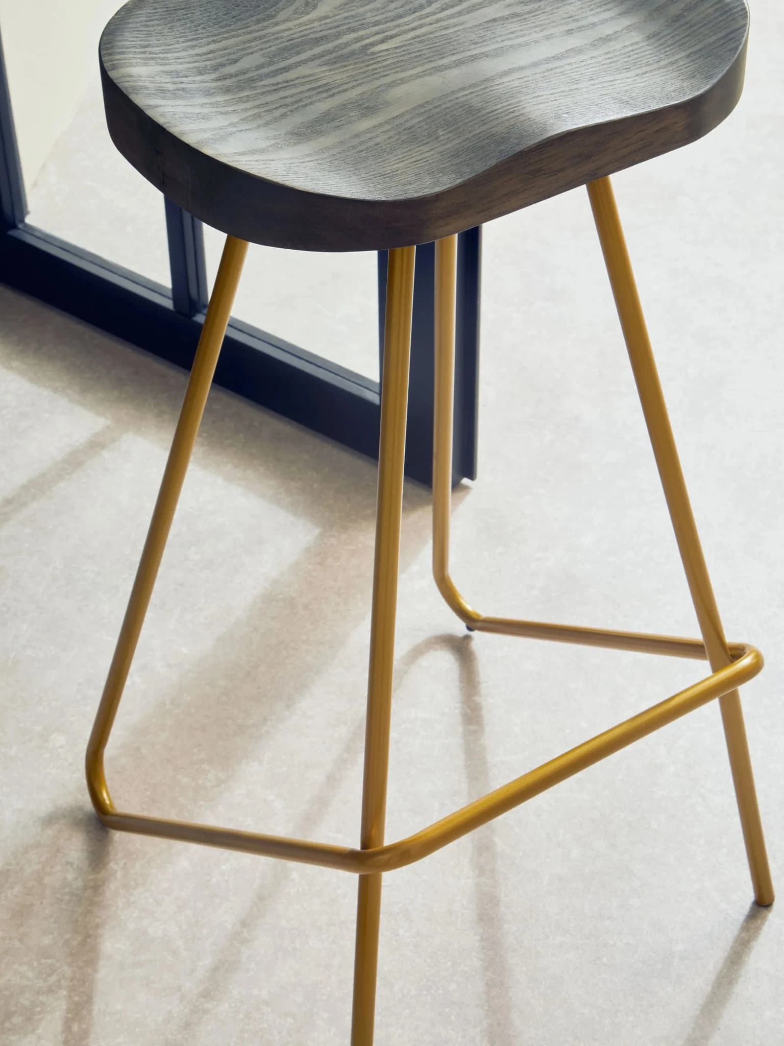 District Elm Wood Bar Stool With Metal Legs - Seating, photo 2 of 8