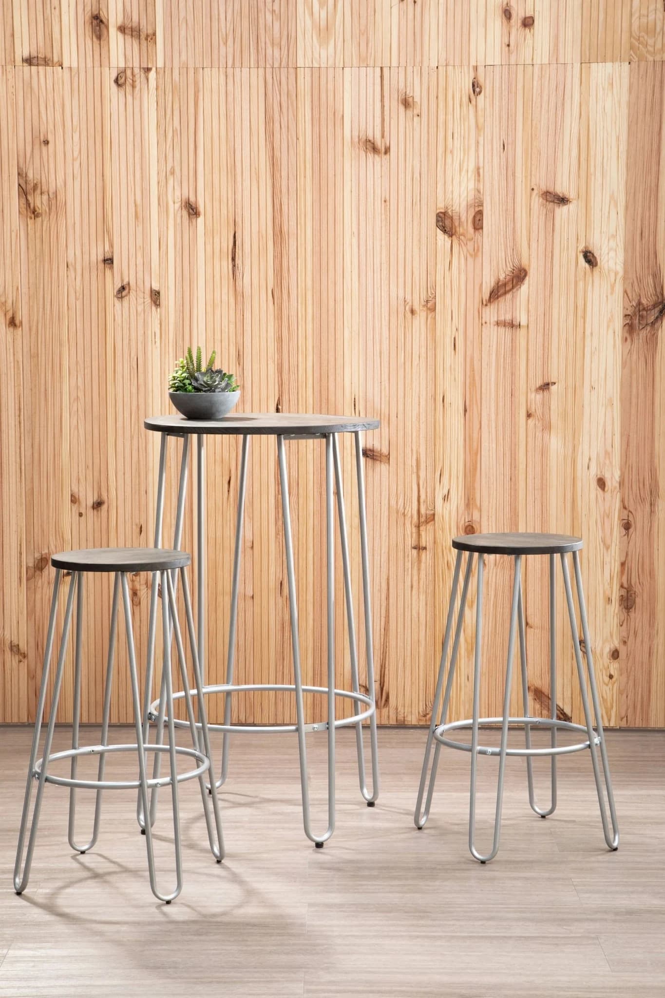 District 3 Piece Silver Frame Bar Table Stool Set - Seating, photo 5 of 8