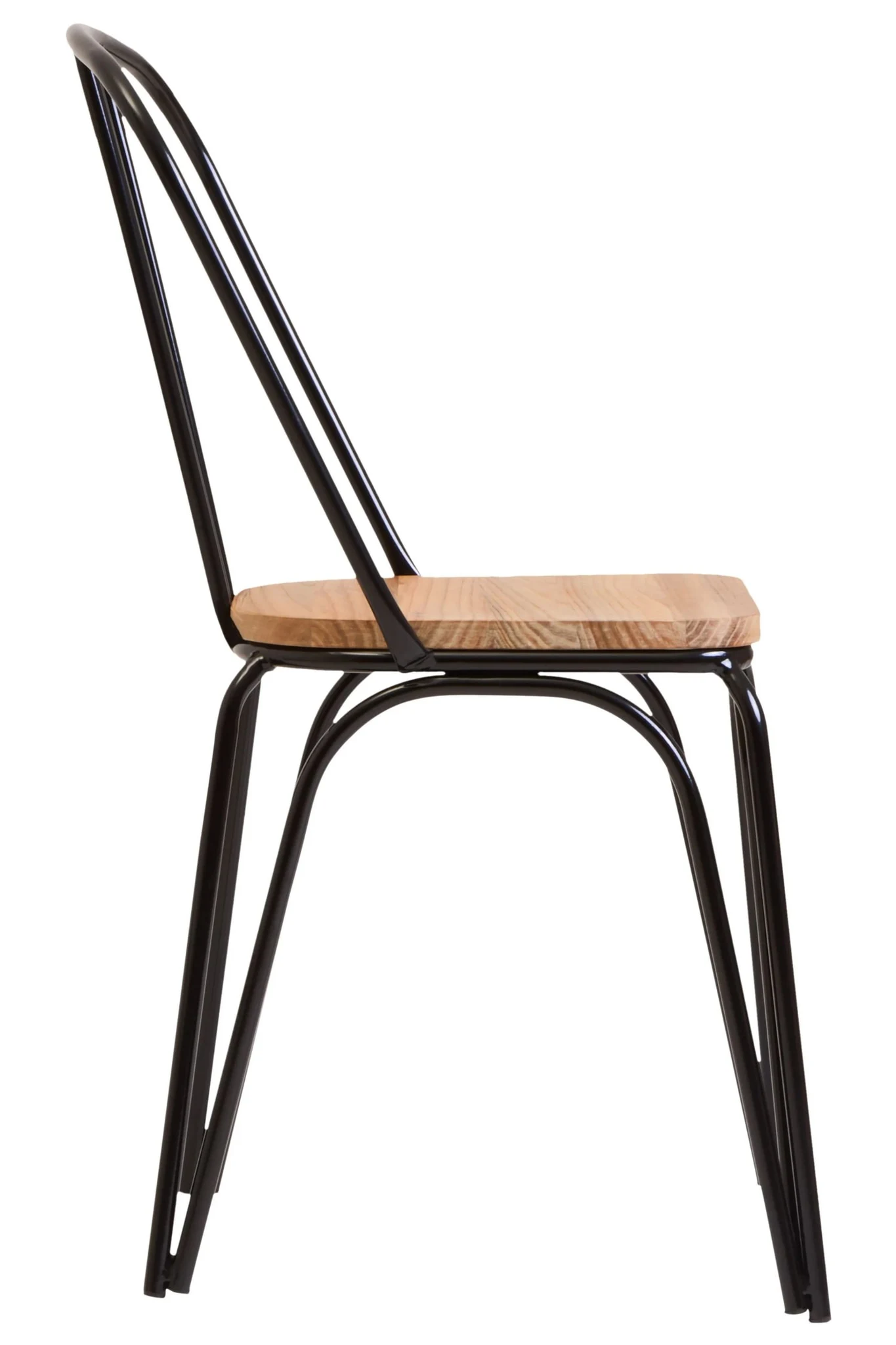 District Dining Chair Elm Wood Seat With Black Finish Metal Frame - Seating, photo 3 of 8