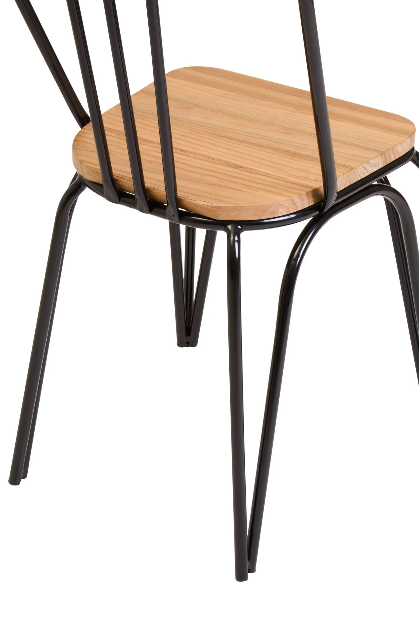 District Dining Chair Elm Wood Seat With Black Finish Metal Frame - Seating, photo 5 of 8