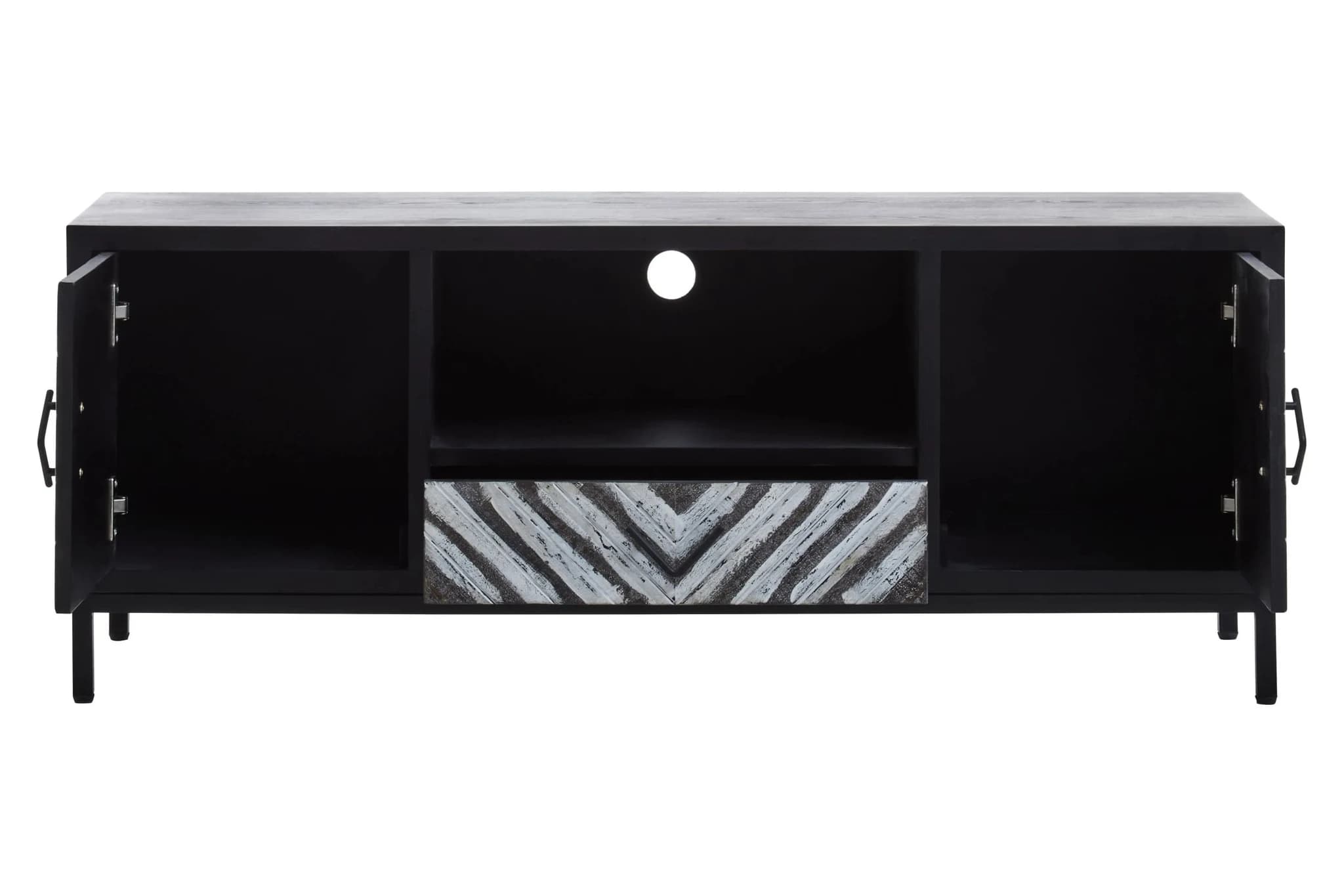 Lombok Rustic Chevron and Black Frame Media Unit - Bookcases & shelving, photo 5 of 8