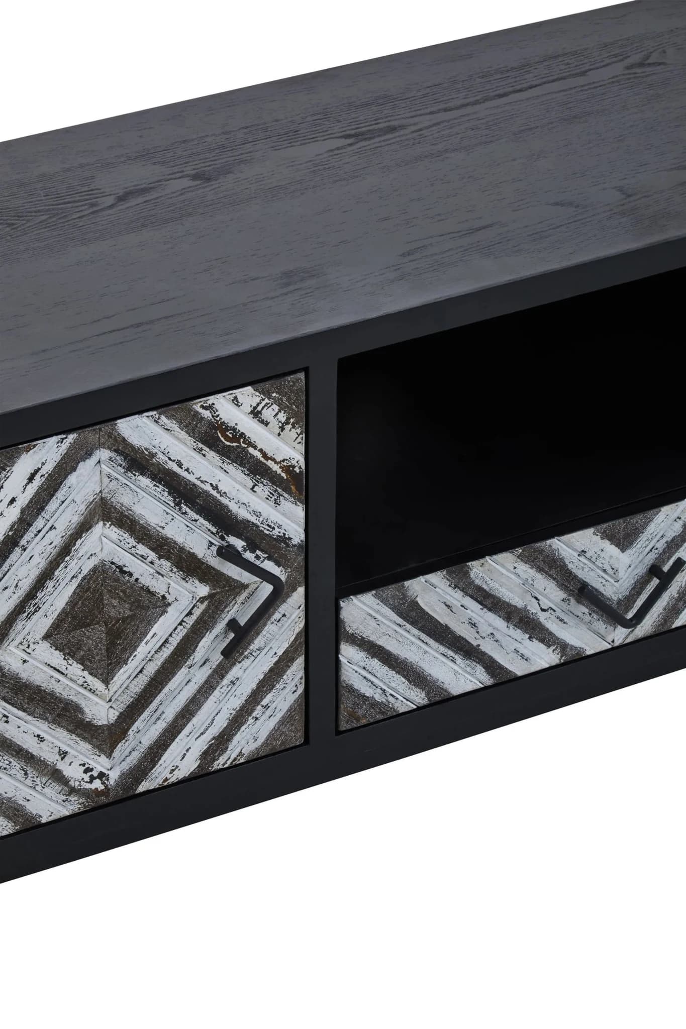 Lombok Rustic Chevron and Black Frame Media Unit - Bookcases & shelving, photo 8 of 8