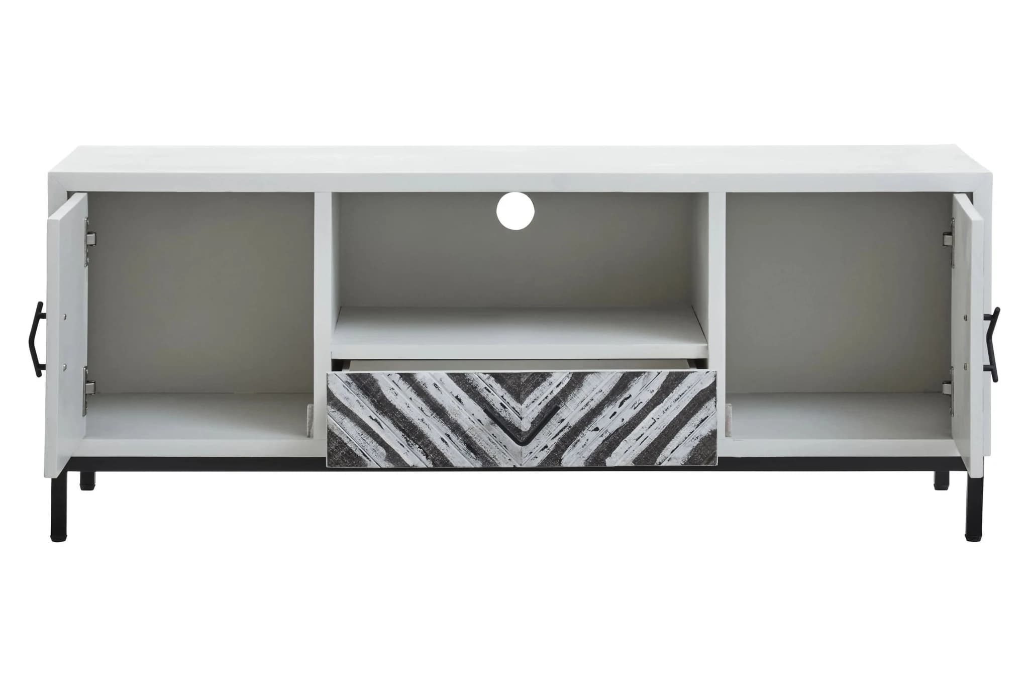 Lombok Rustic Chevron and White Frame Media Unit - Bookcases & shelving, photo 5 of 8