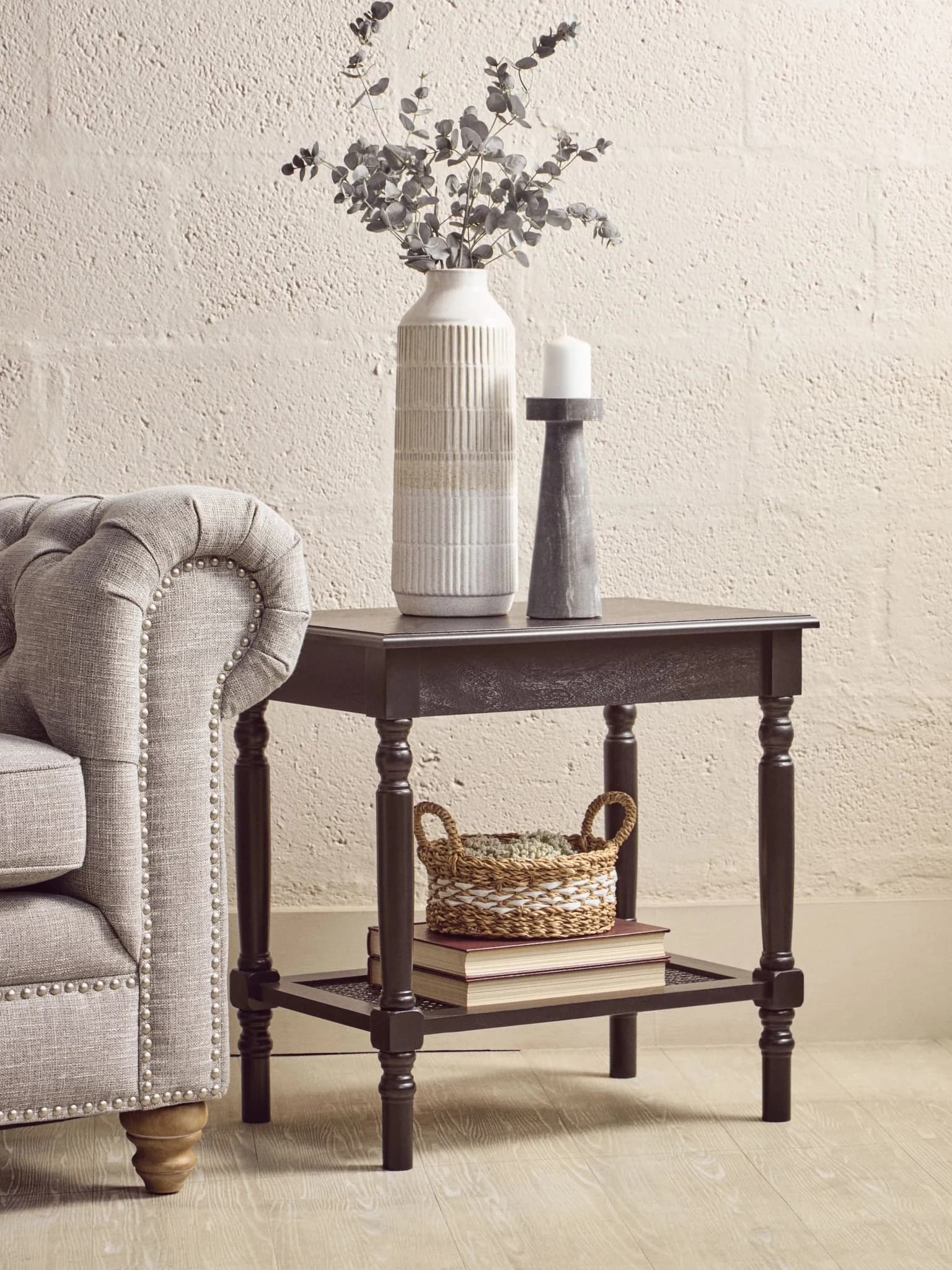 Heritage Black Wooden Side Table with Lower Shelf - Bookcases & shelving, photo 5 of 8