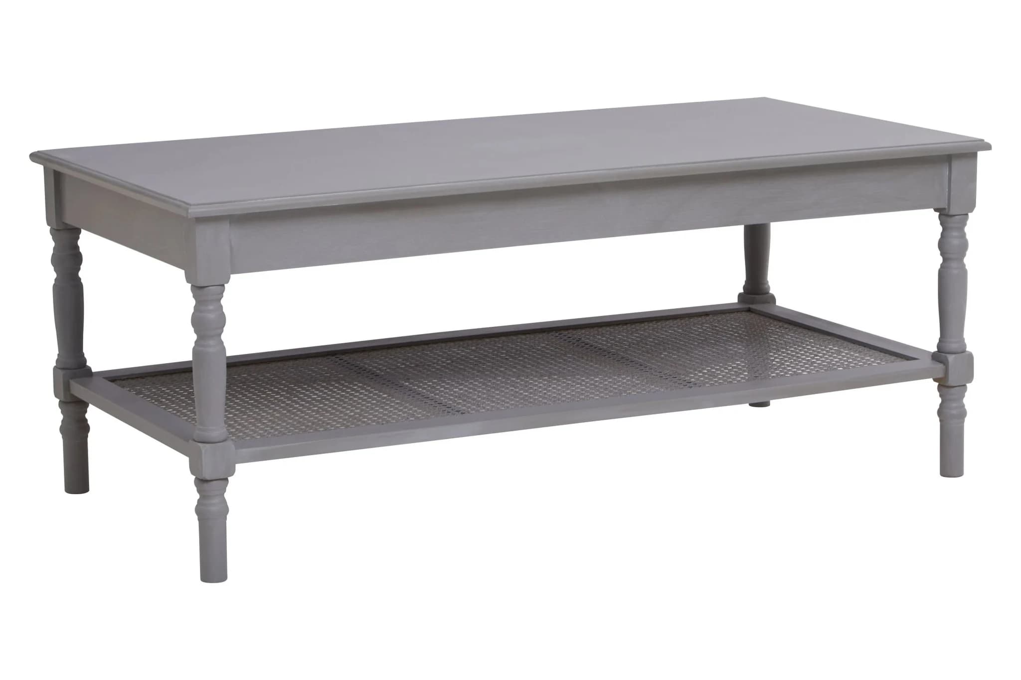 Heritage Grey Wash Wooden Coffee Table with Rattan Shelf - Bookcases & shelving, photo 6 of 8