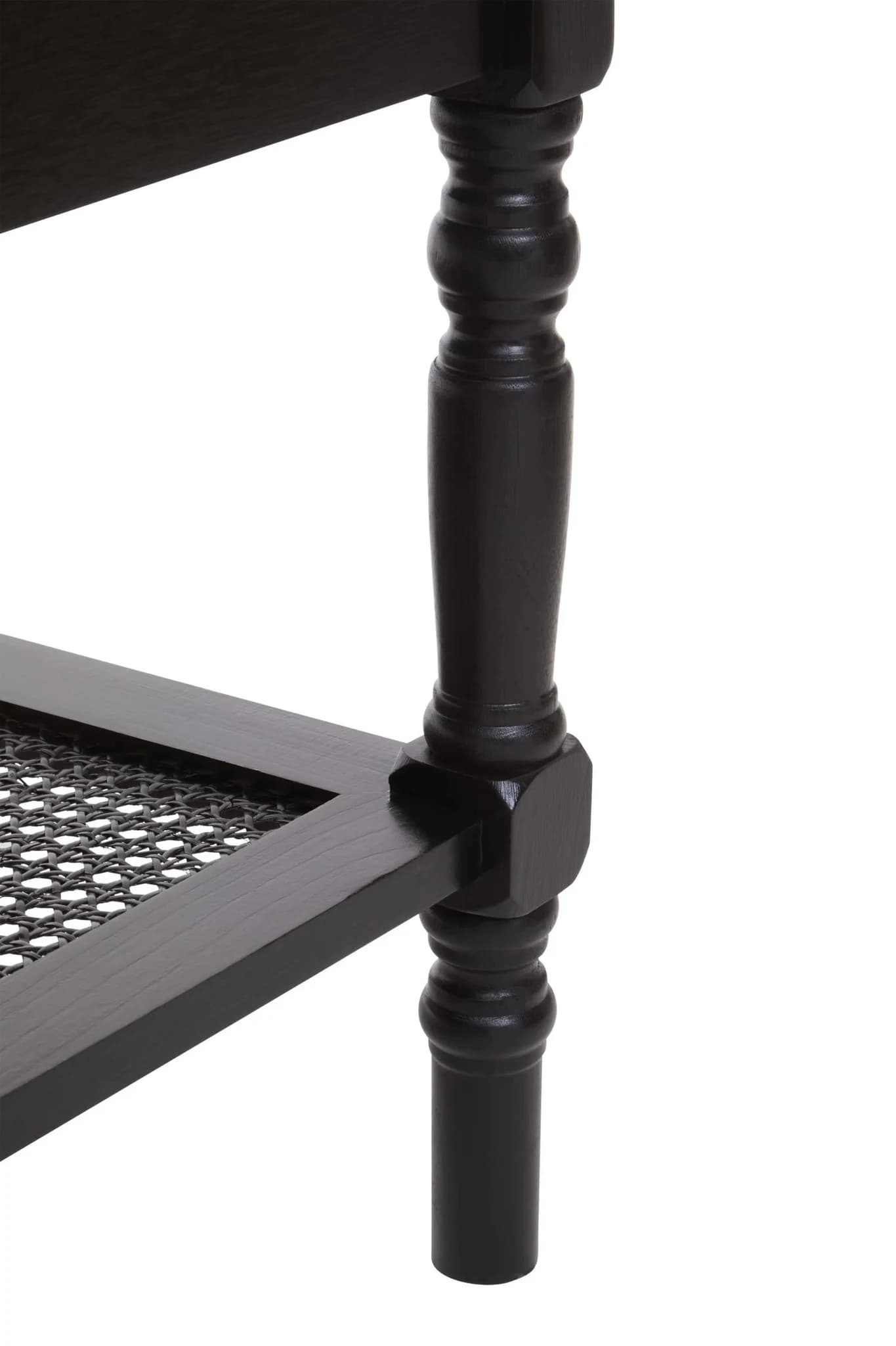 Heritage Black Wooden Coffee Table with Rattan Shelf - Bookcases & shelving, photo 8 of 8