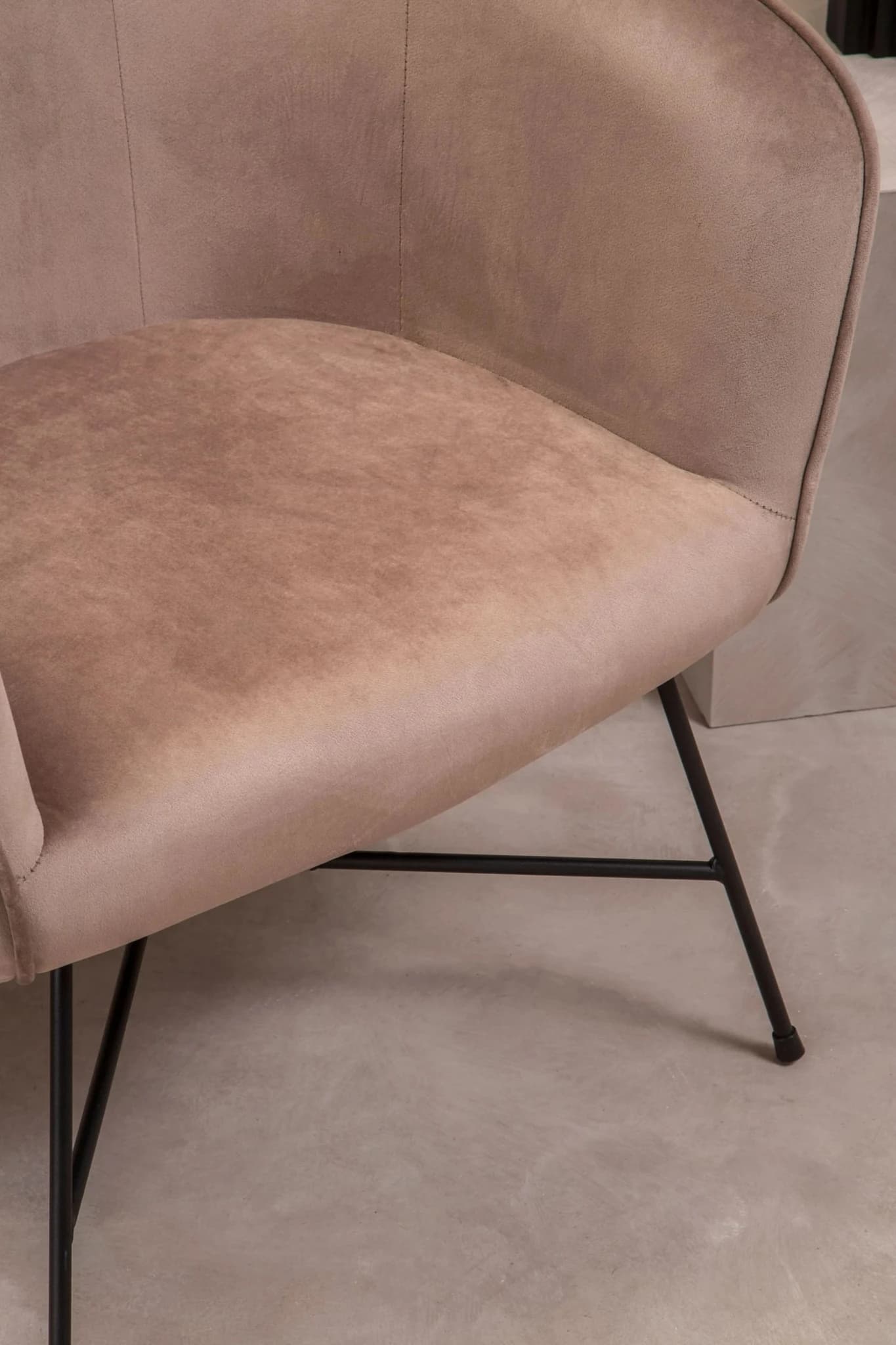 Stockholm Mink Velvet Curved Accent Chair - Seating, photo 6 of 8