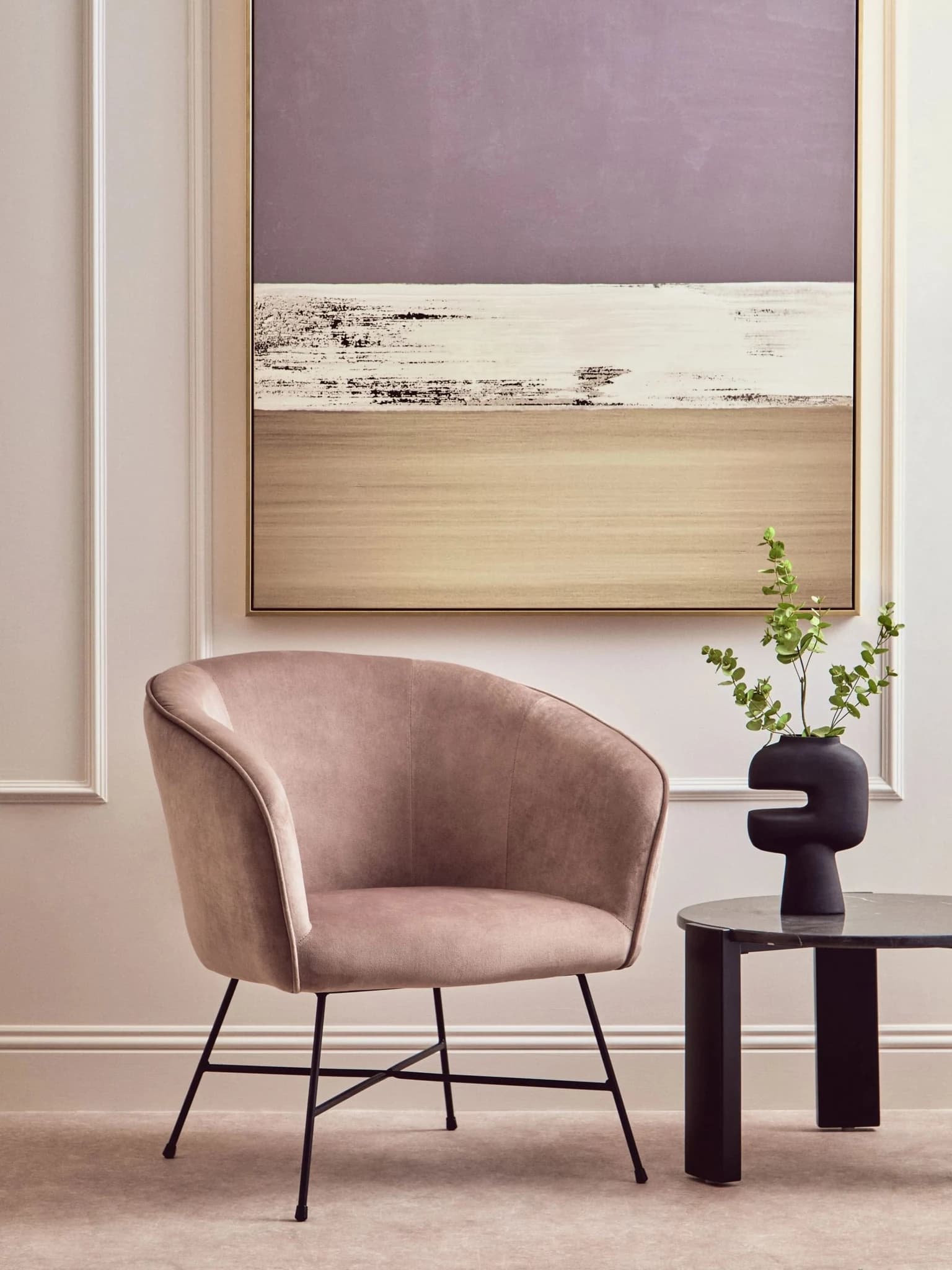 Stockholm Mink Velvet Curved Accent Chair - Seating, photo 5 of 8