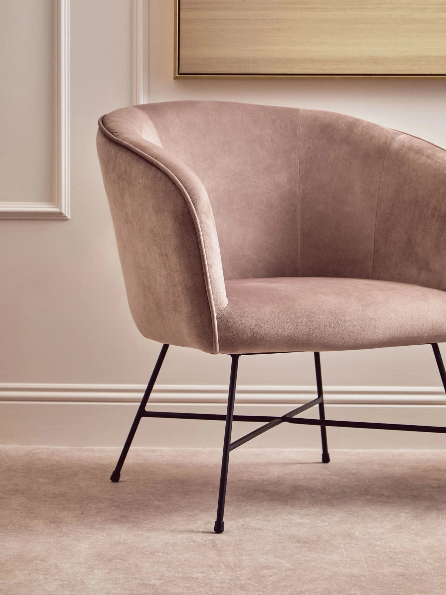 Stockholm Mink Velvet Curved Accent Chair - Seating, photo 4 of 8