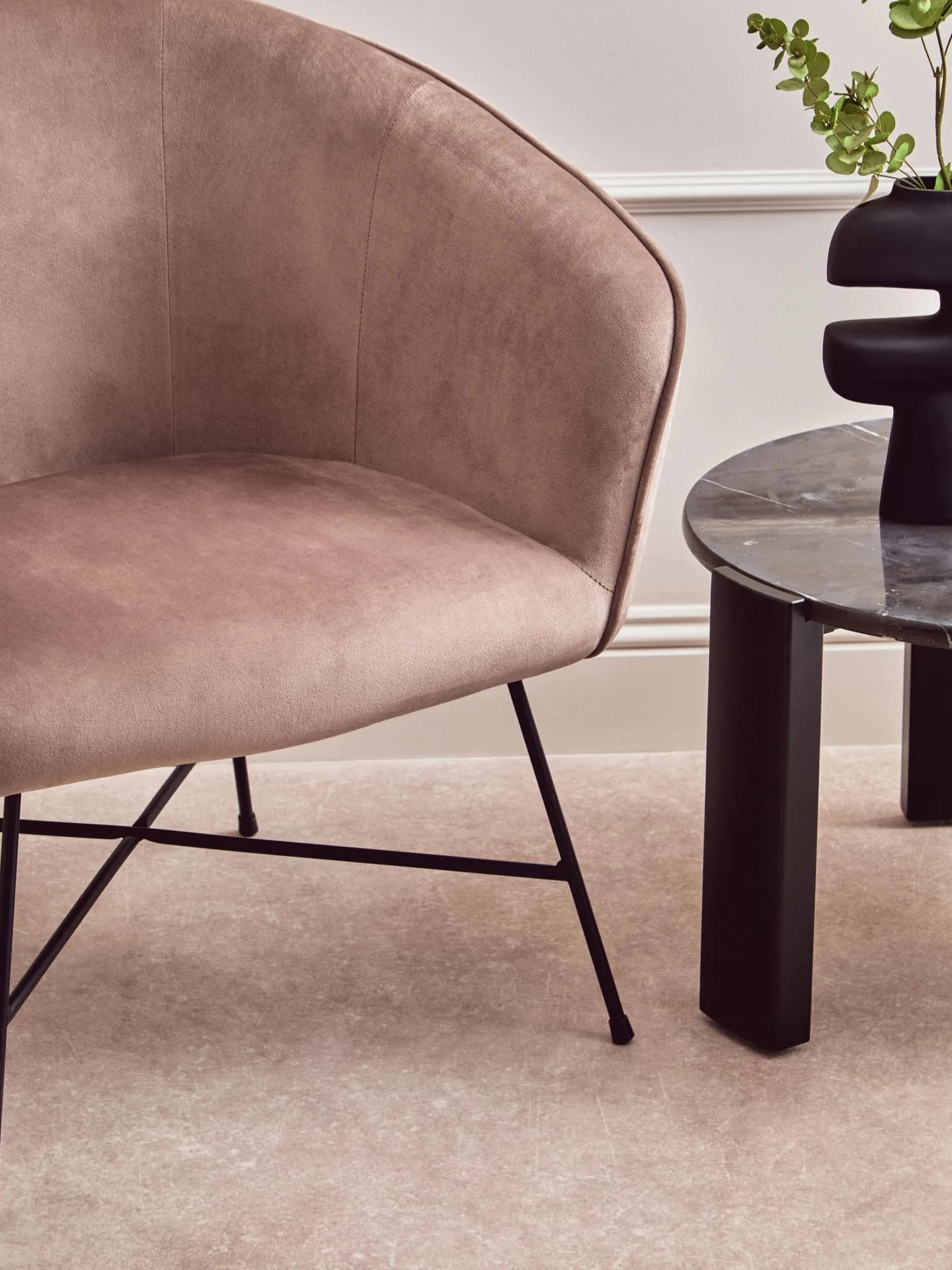 Stockholm Mink Velvet Curved Accent Chair - Seating, photo 3 of 8