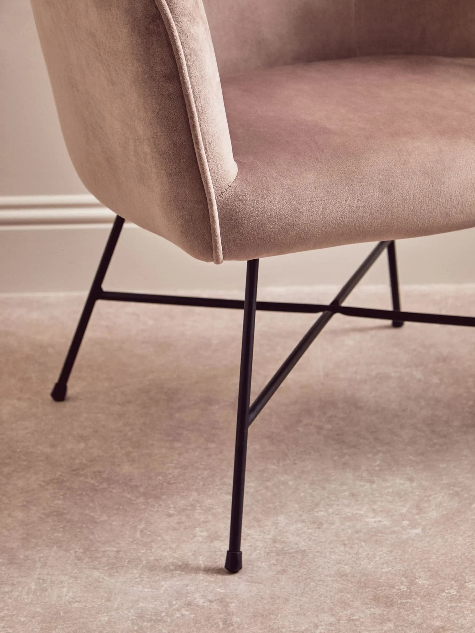 Stockholm Mink Velvet Curved Accent Chair - Seating, photo 2 of 8