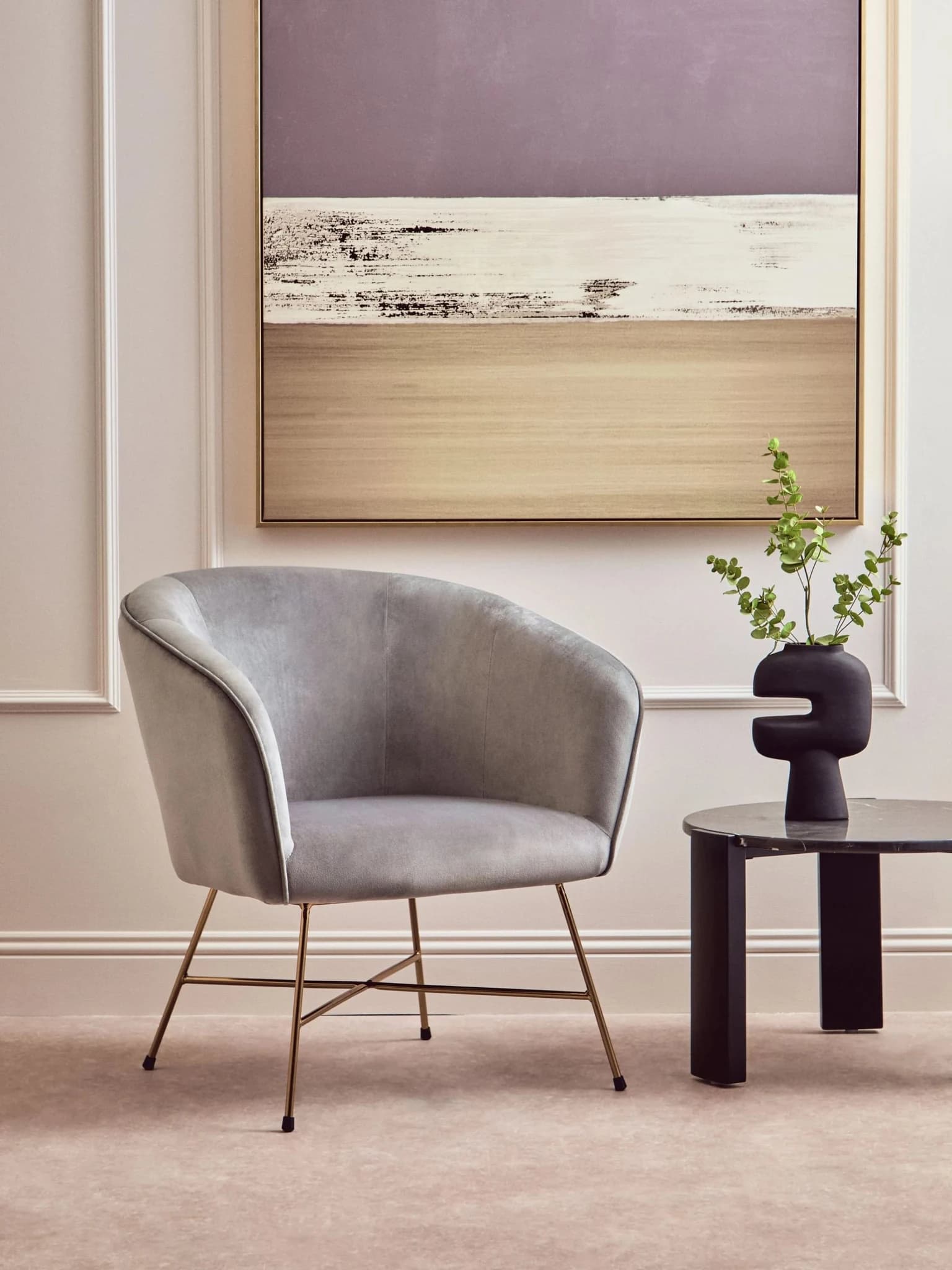 Stockholm Grey Velvet Curved Accent Chair - Seating, photo 5 of 8