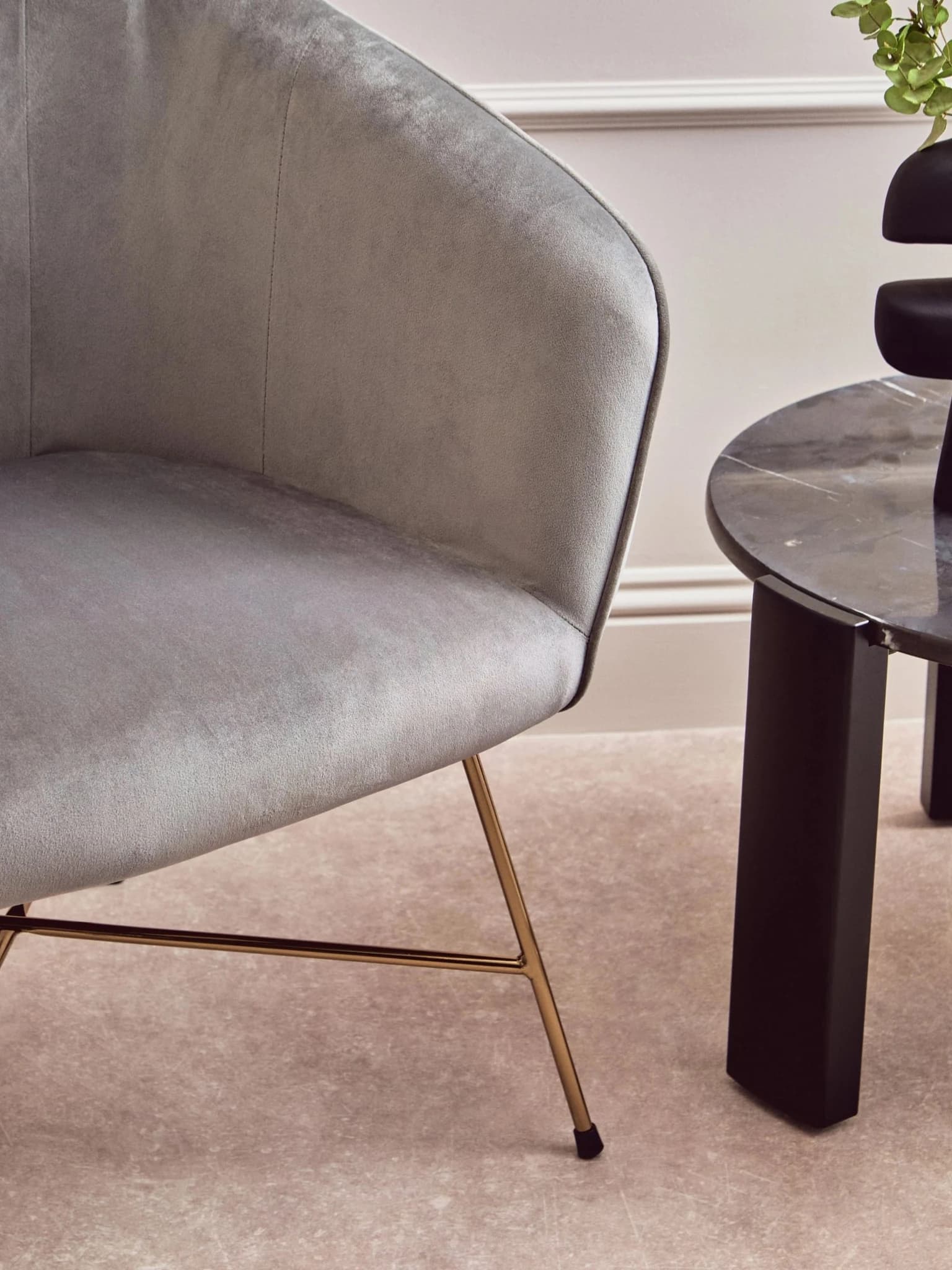 Stockholm Grey Velvet Curved Accent Chair - Seating, photo 3 of 8