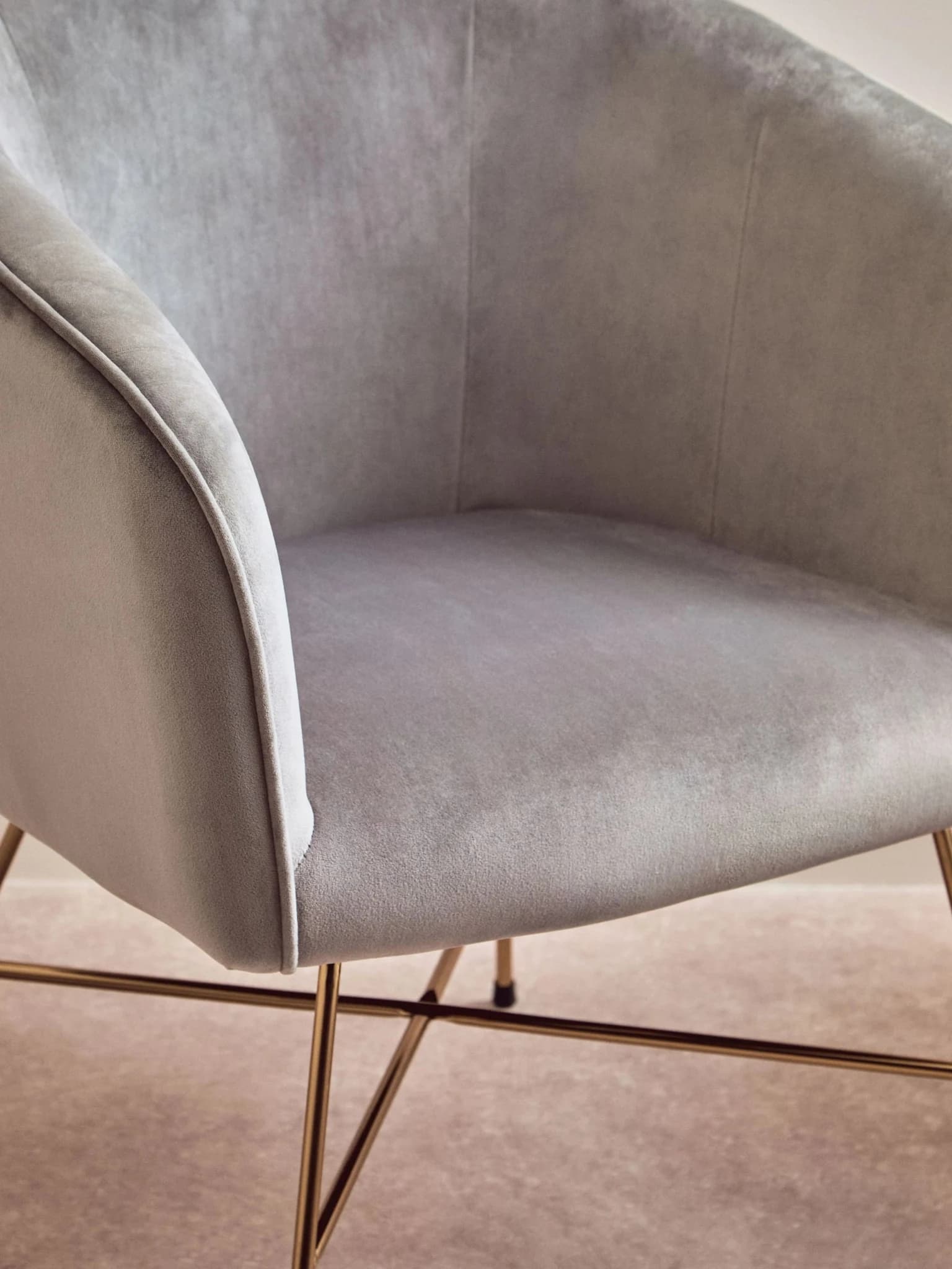 Stockholm Grey Velvet Curved Accent Chair - Seating, photo 2 of 8