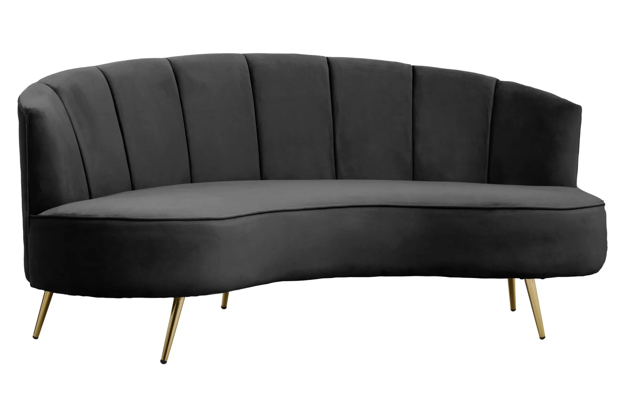 Hasna Three Seat Black Velvet Sofa - Seating, photo 4 of 7
