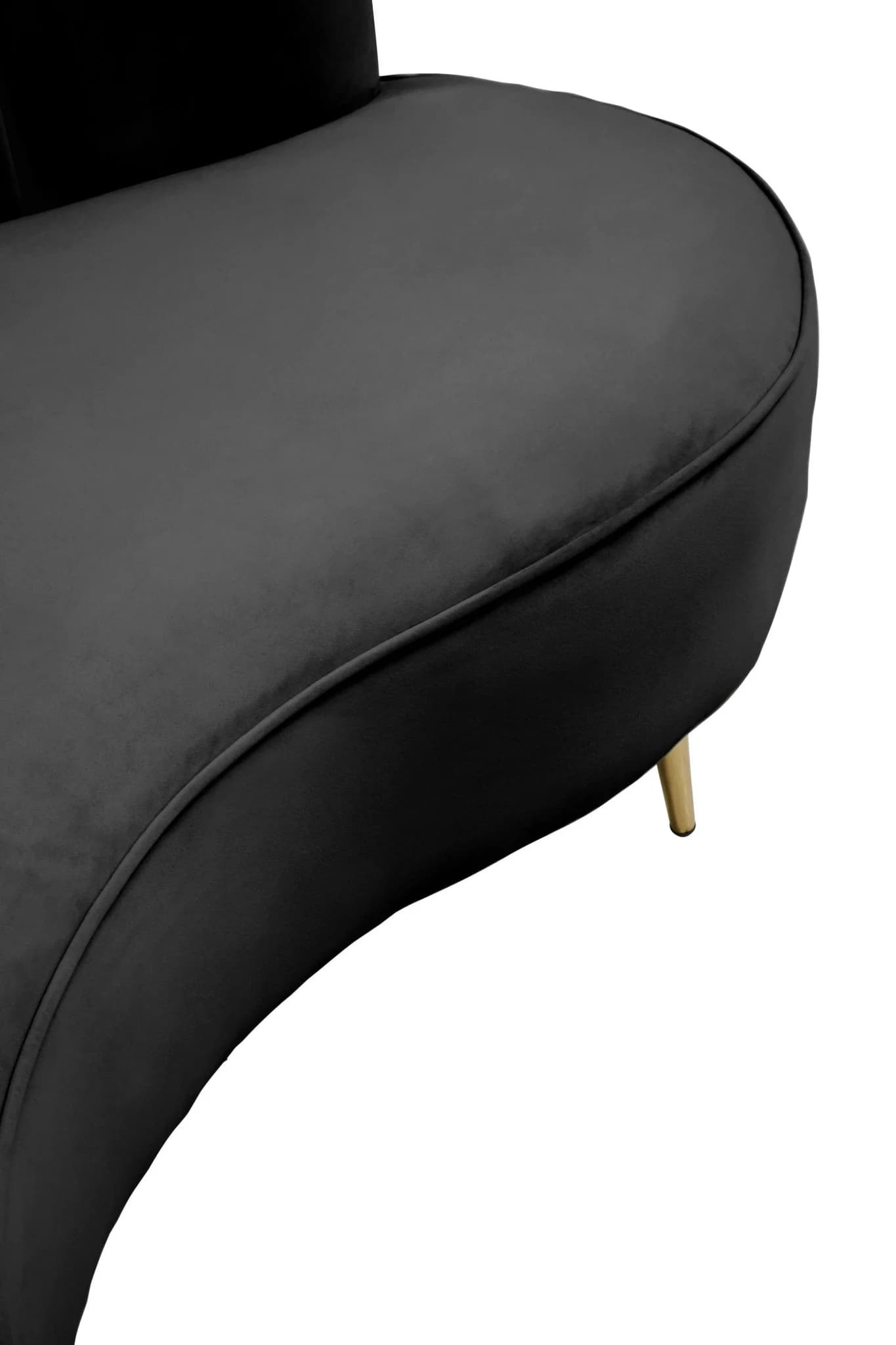 Hasna Three Seat Black Velvet Sofa - Seating, photo 5 of 7