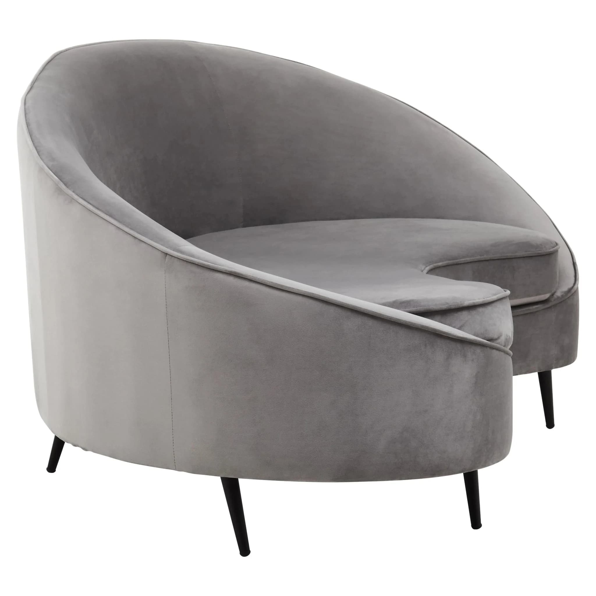 Hasina Three Seat Grey Velvet Sofa - Seating, photo 3 of 7