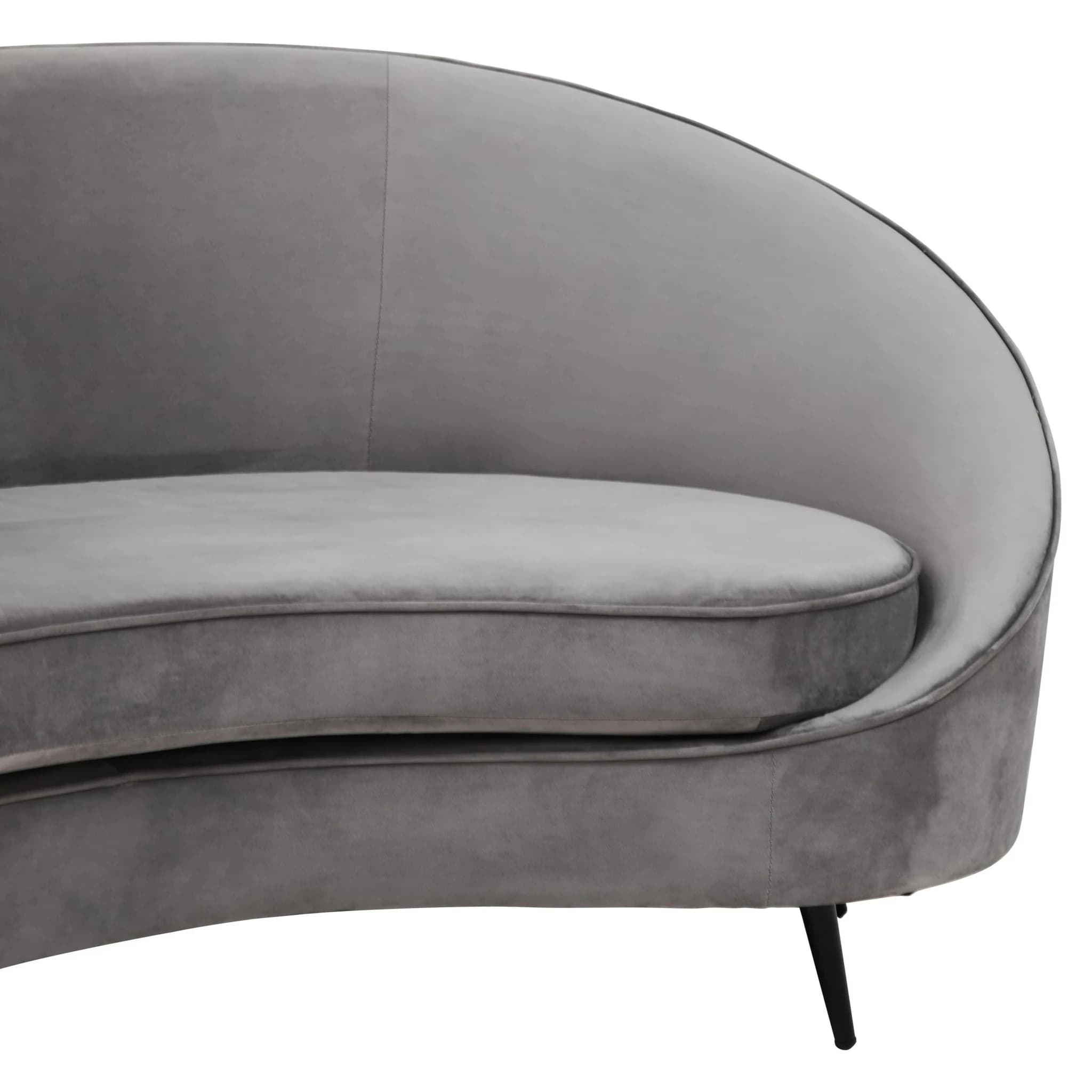 Hasina Three Seat Grey Velvet Sofa - Seating, photo 6 of 7