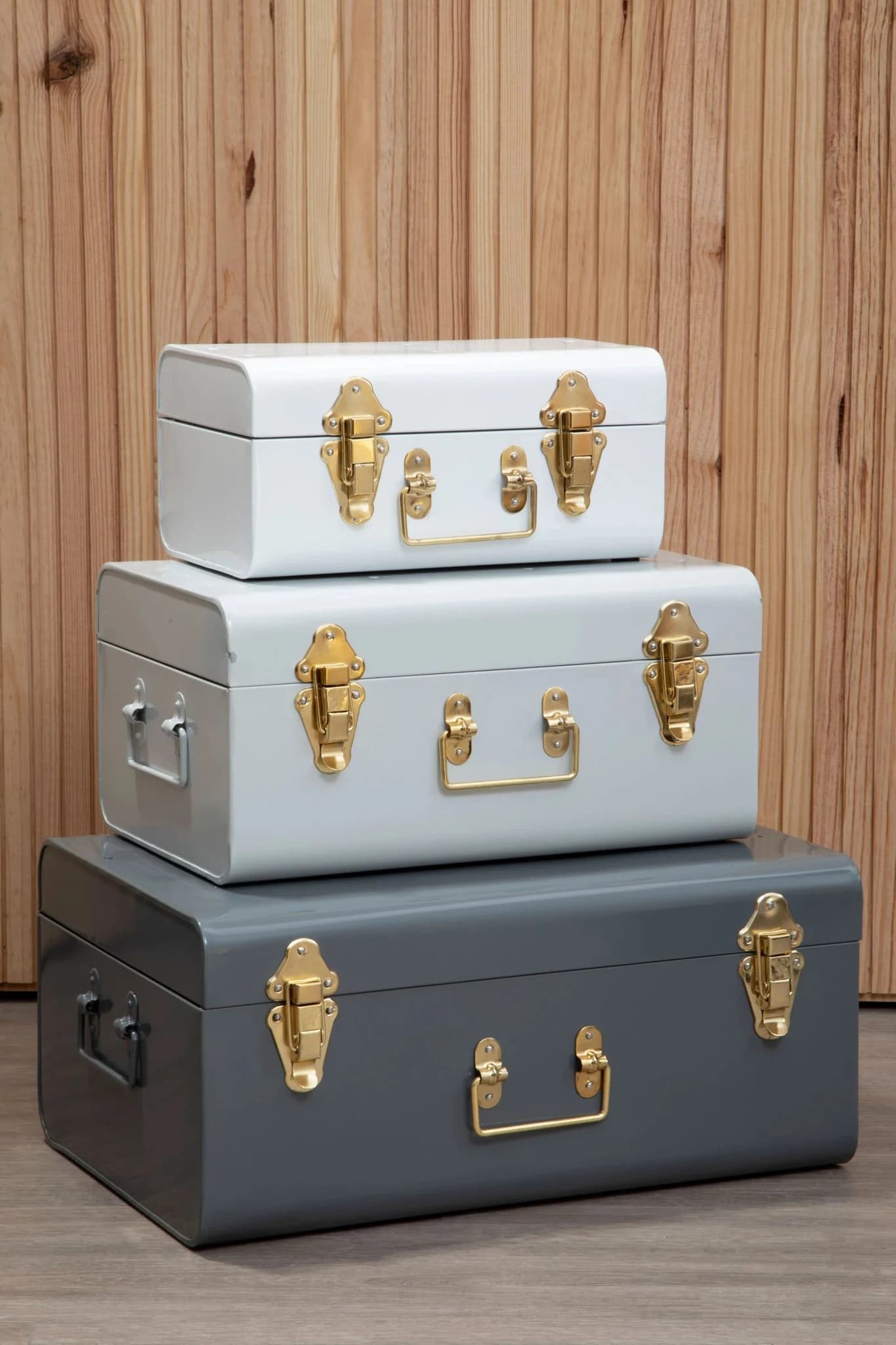Parley Set of Three Assorted Grey Storage Trunks - Bookcases & shelving, photo 6 of 8