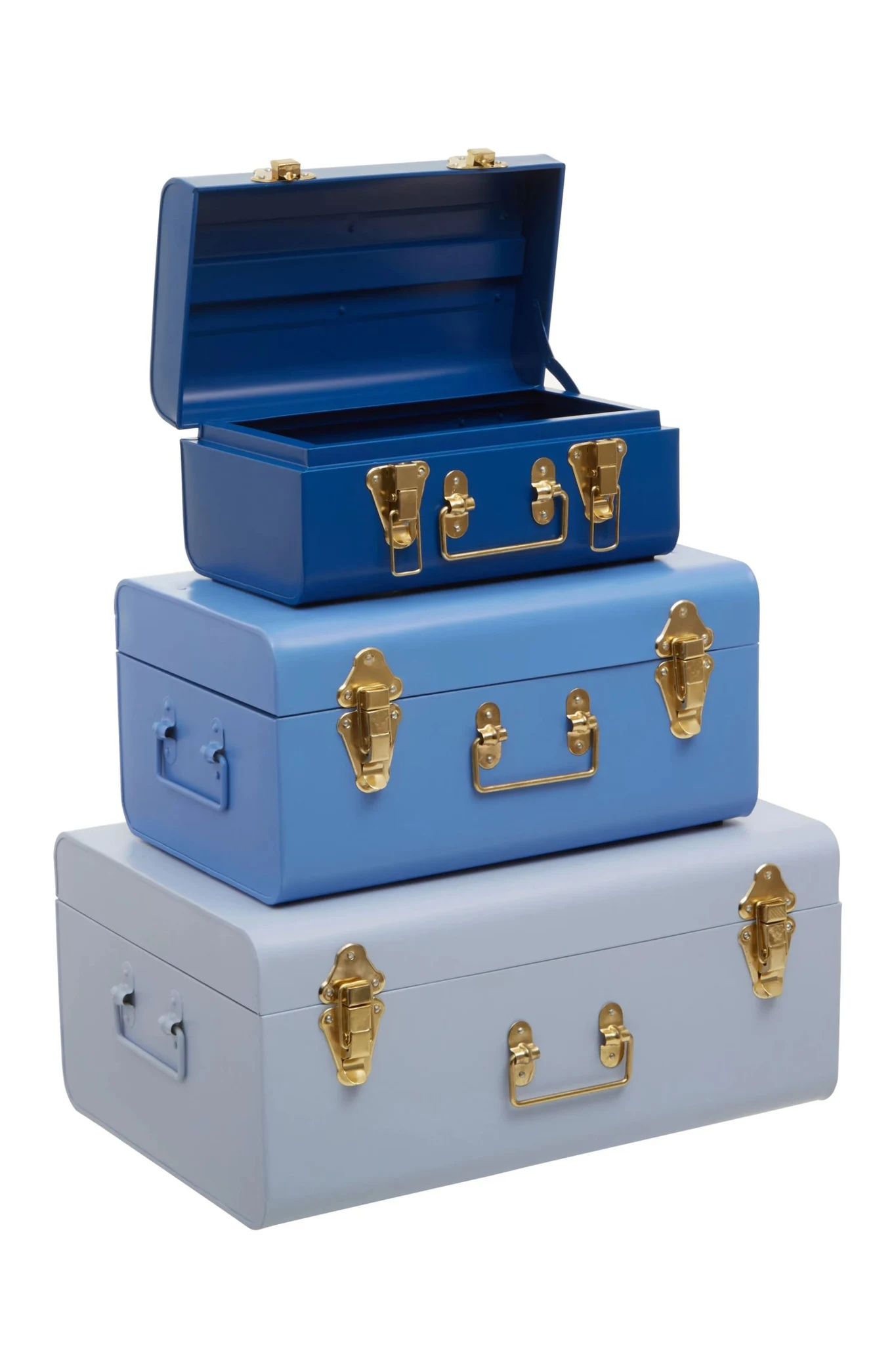 Parley Set of Three Assorted Blue Storage Trunks - Bookcases & shelving, photo 8 of 8
