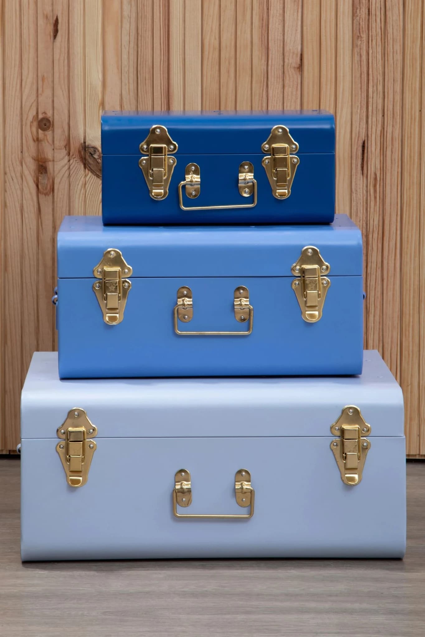Parley Set of Three Assorted Blue Storage Trunks - Bookcases & shelving, photo 5 of 8