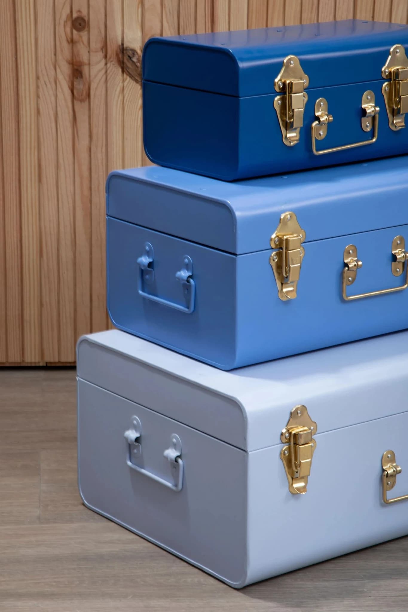 Parley Set of Three Assorted Blue Storage Trunks - Bookcases & shelving, photo 2 of 8