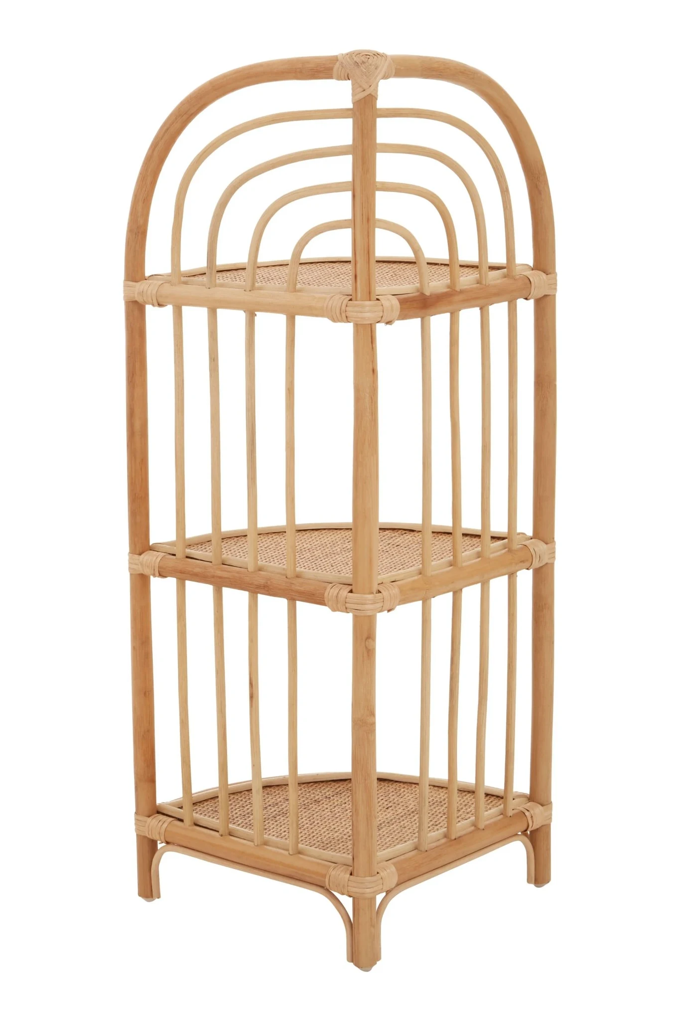 Mataram Three Tier Natural Rattan Corner Shelf Unit - Bookcases & shelving, photo 2 of 6