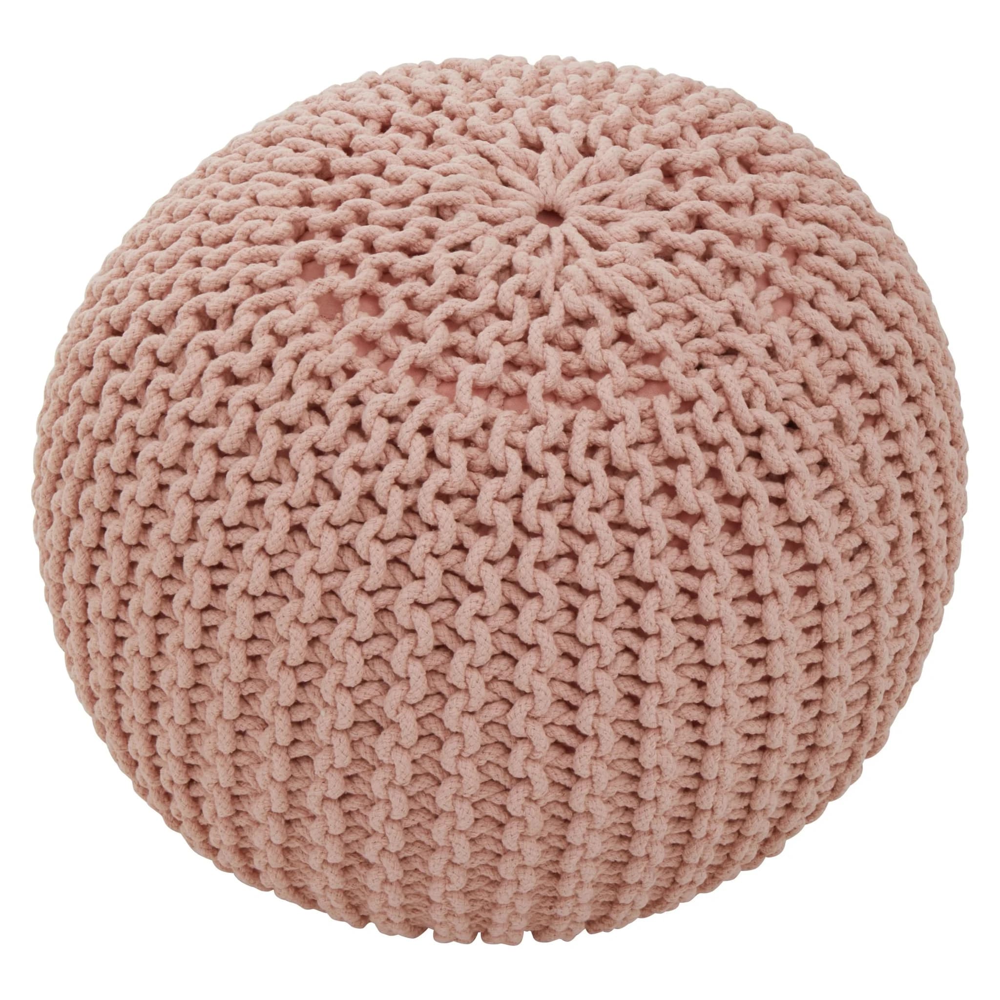 Marlowe Kids Pink Knitted Round Pouffe - Decorative, photo 4 of 6