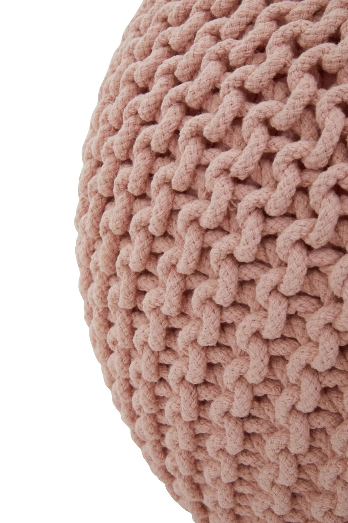 Marlowe Kids Pink Knitted Round Pouffe - Decorative, photo 5 of 6