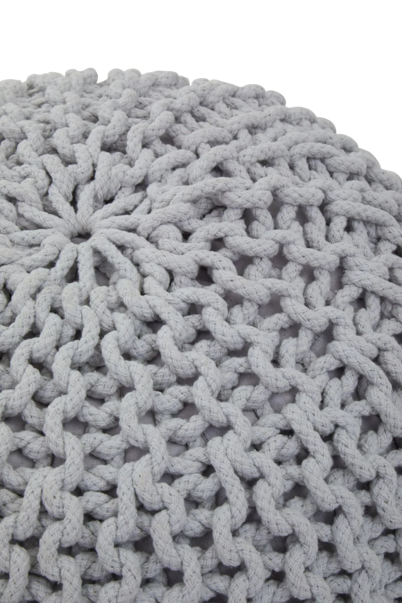 Marlowe Kids Grey Knitted Round Pouffe - Decorative, photo 7 of 7
