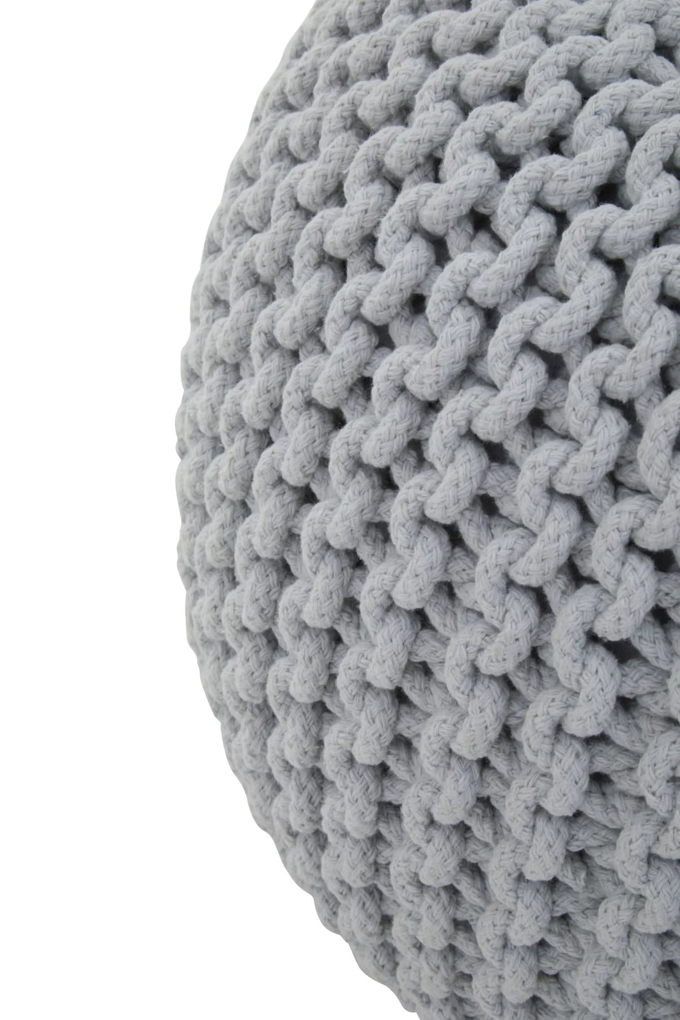 Marlowe Kids Grey Knitted Round Pouffe - Decorative, photo 6 of 7