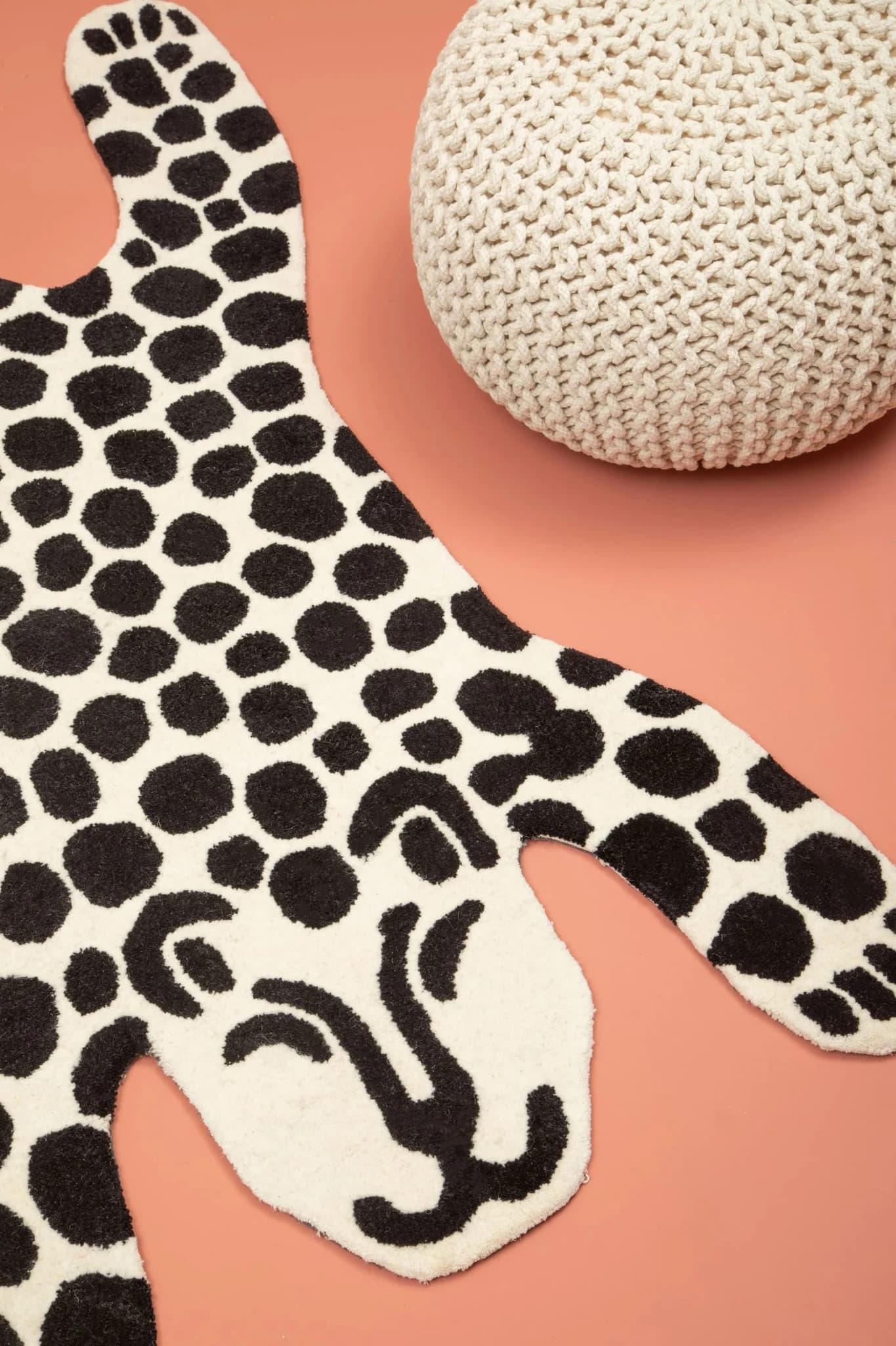 Marlowe Kids Cream Knitted Round Pouffe - Decorative, photo 2 of 8