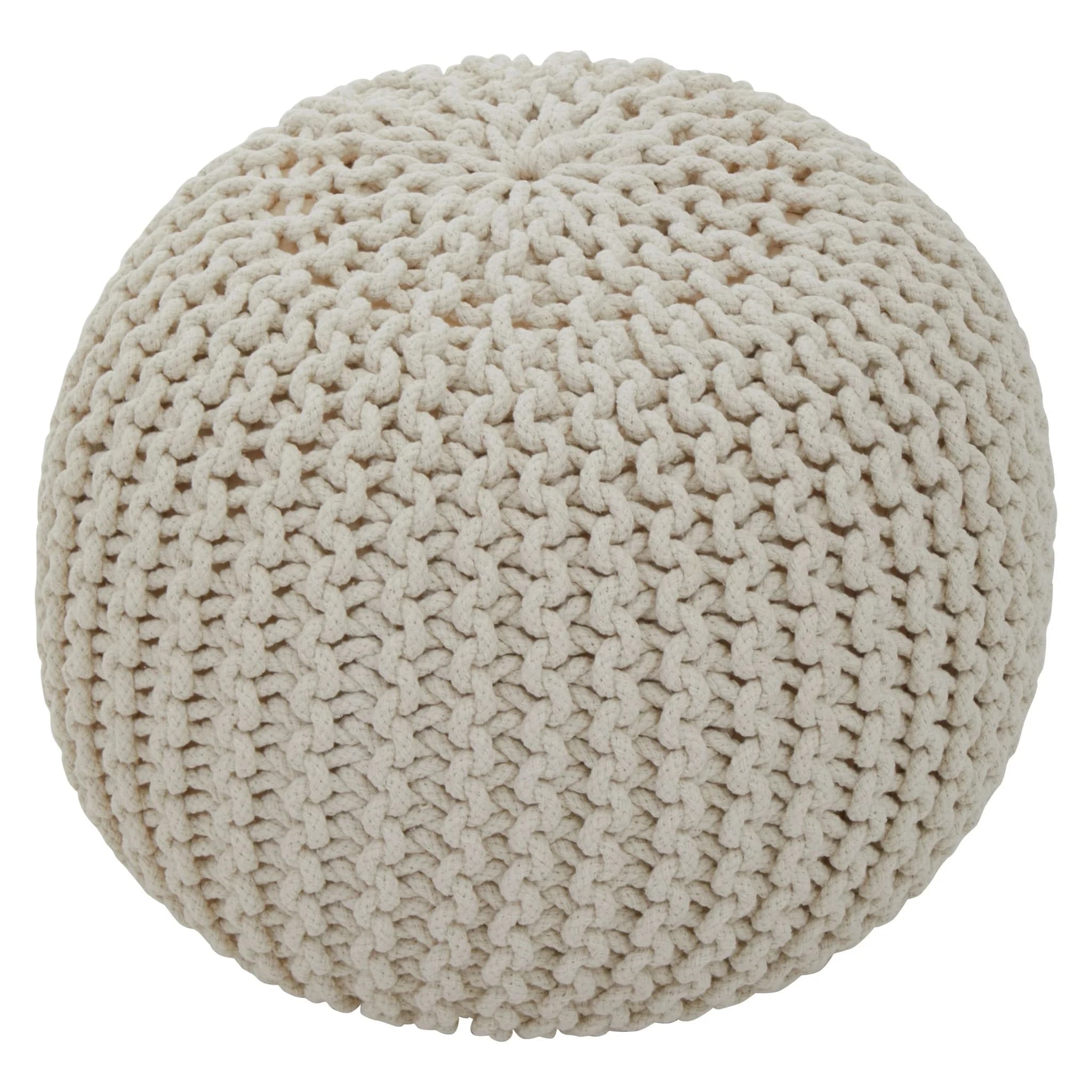 Marlowe Kids Cream Knitted Round Pouffe - Decorative, photo 8 of 8