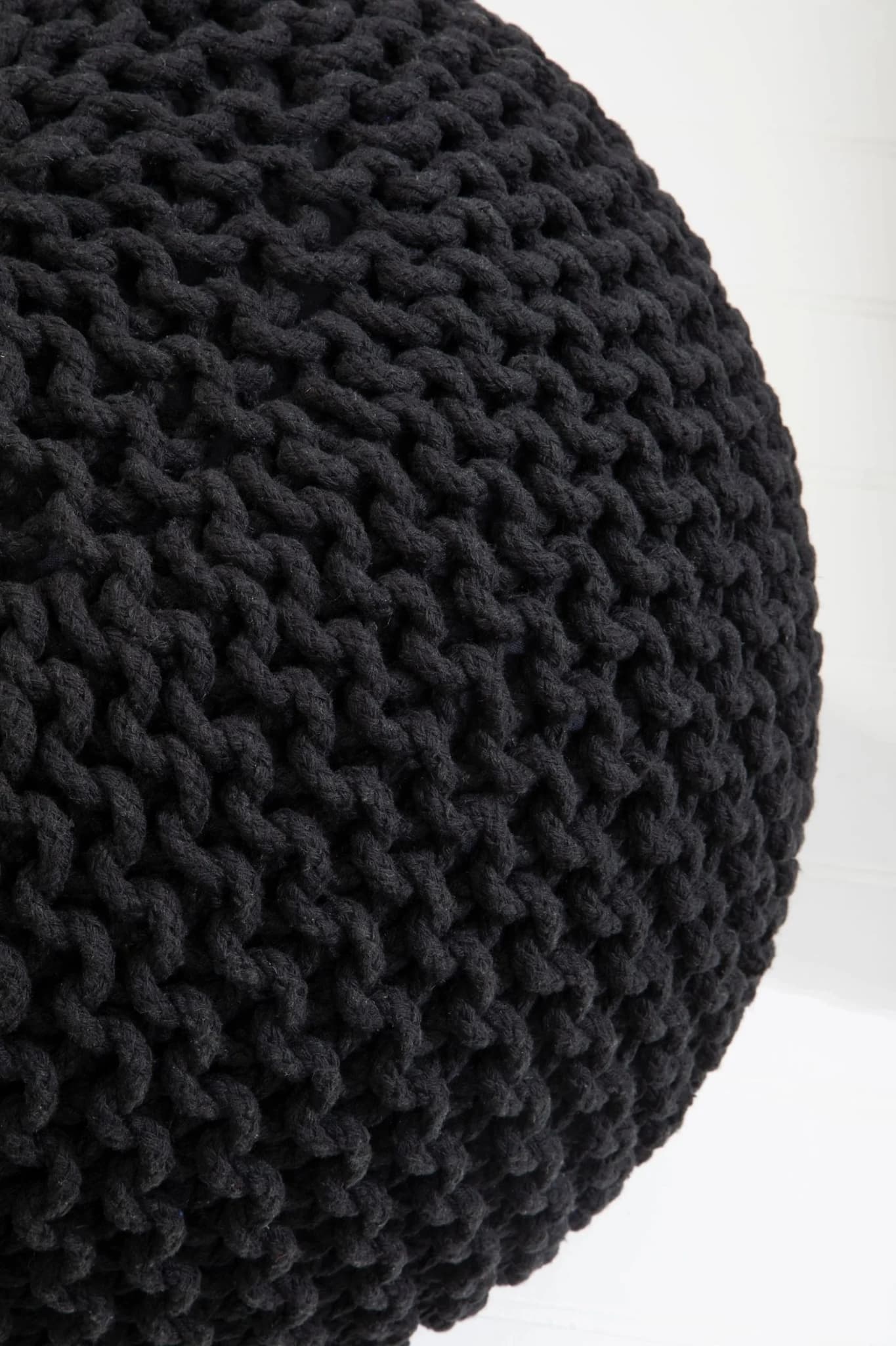 Marlowe Kids Black Knitted Round Pouffe - Decorative, photo 3 of 8
