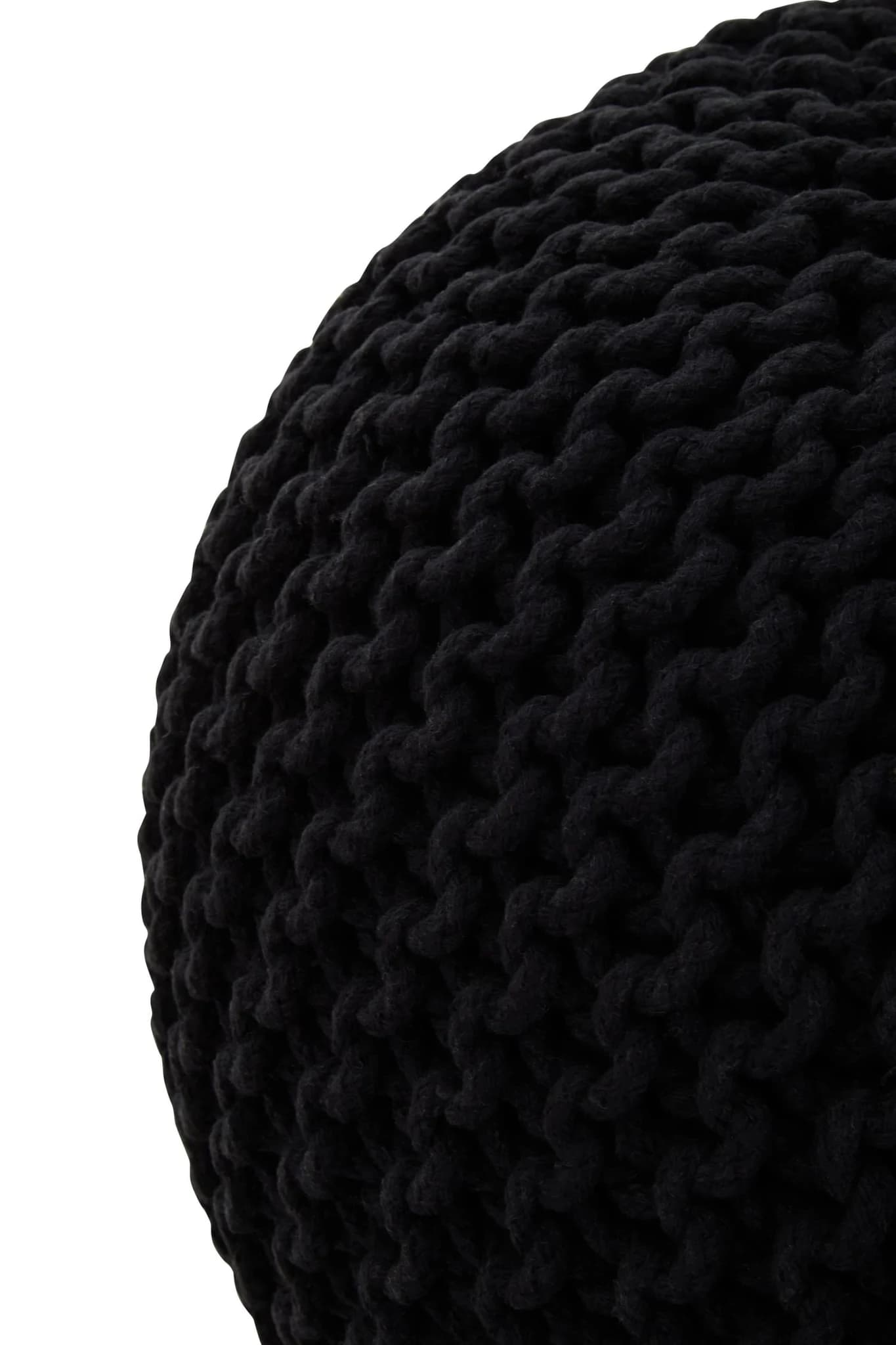 Marlowe Kids Black Knitted Round Pouffe - Decorative, photo 7 of 8