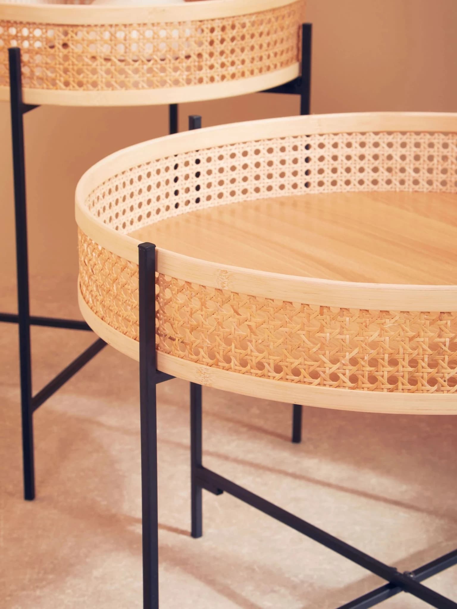 Depok Rattan Coffee Table With Cross Metal Base - Tables, photo 2 of 8
