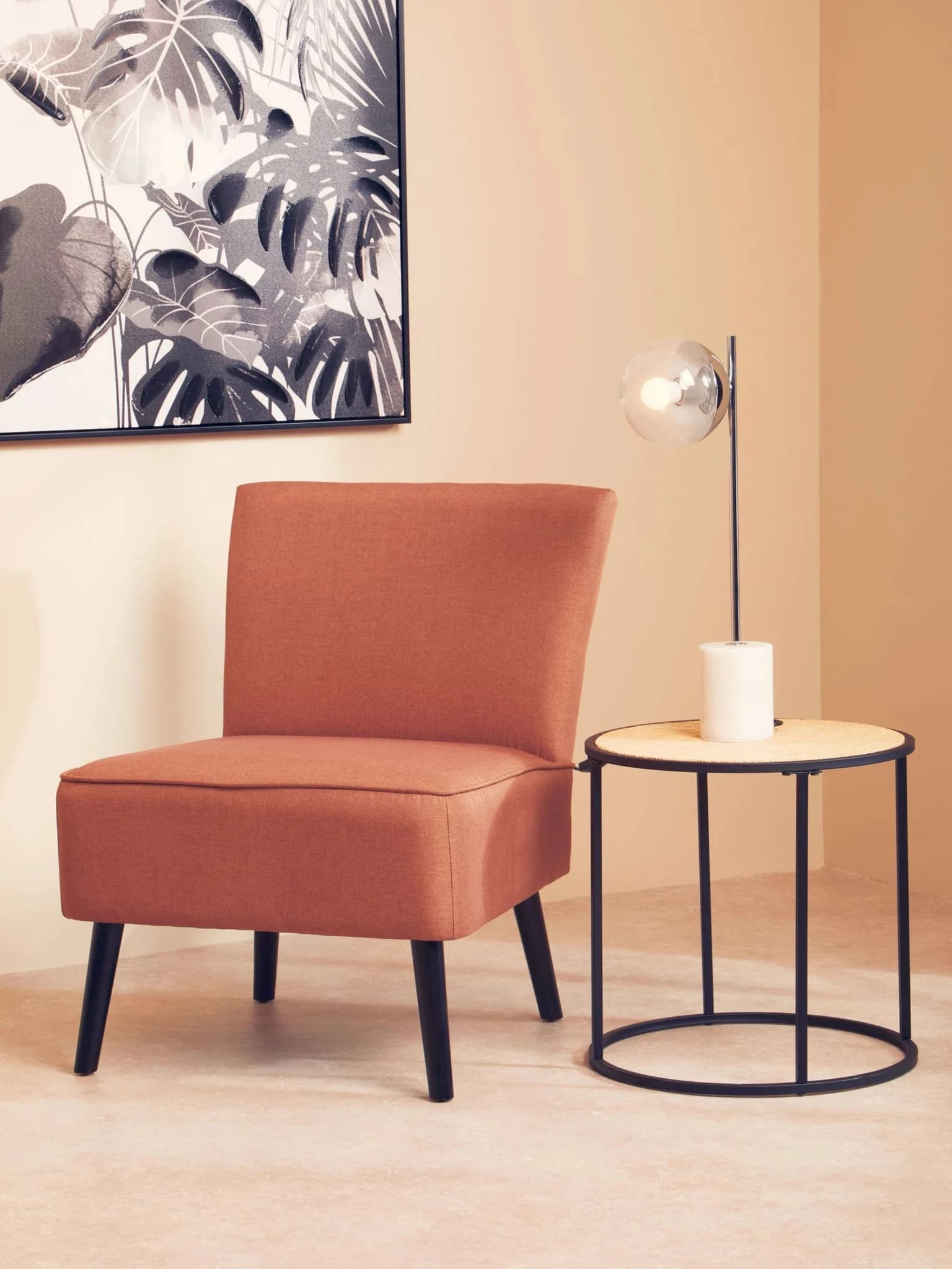 Depok Rattan And Metal Round Side Table - Tables, photo 2 of 7
