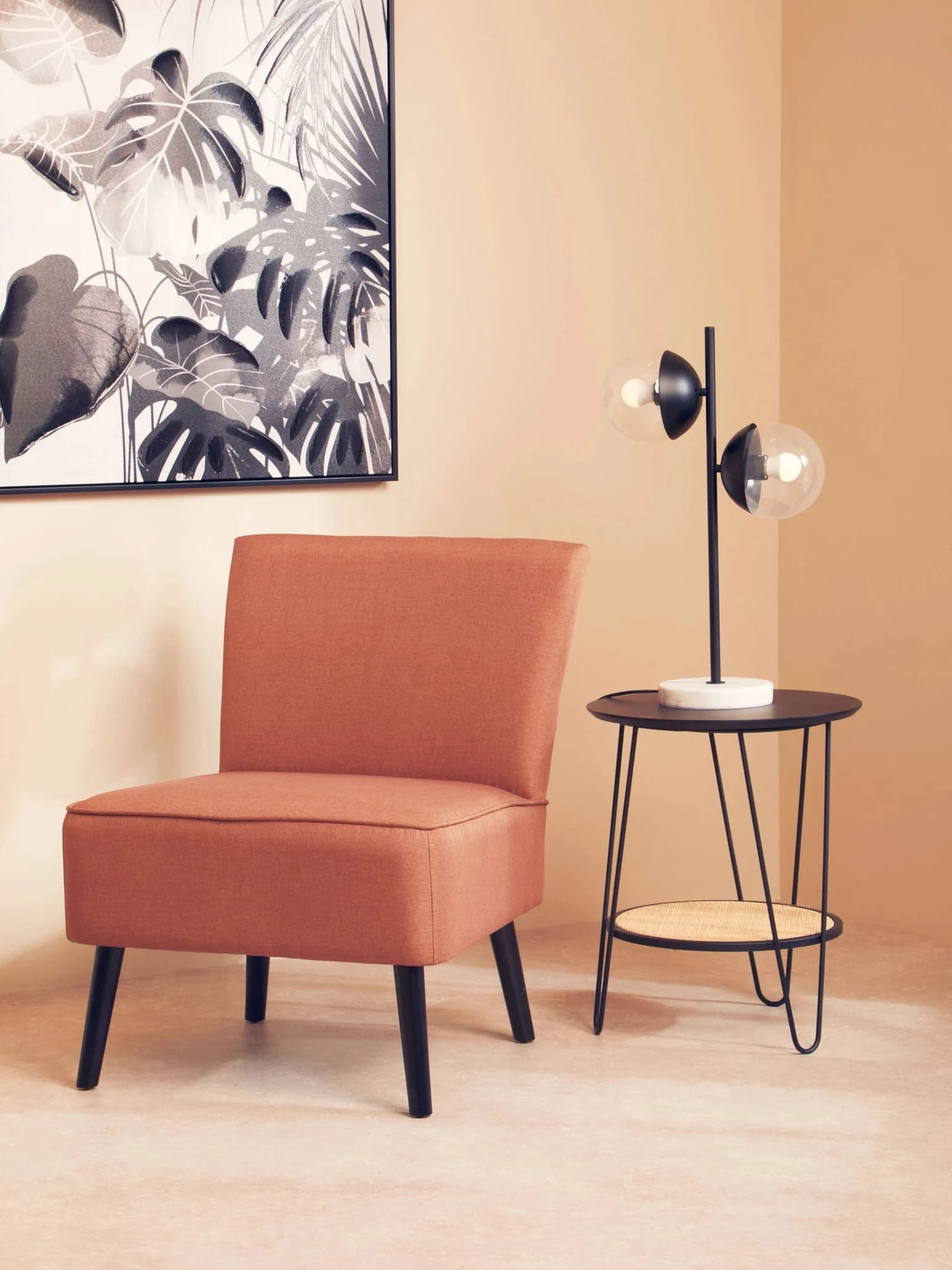 Depok Rattan And Metal Side Table With Hairpin Legs - Tables, photo 3 of 8
