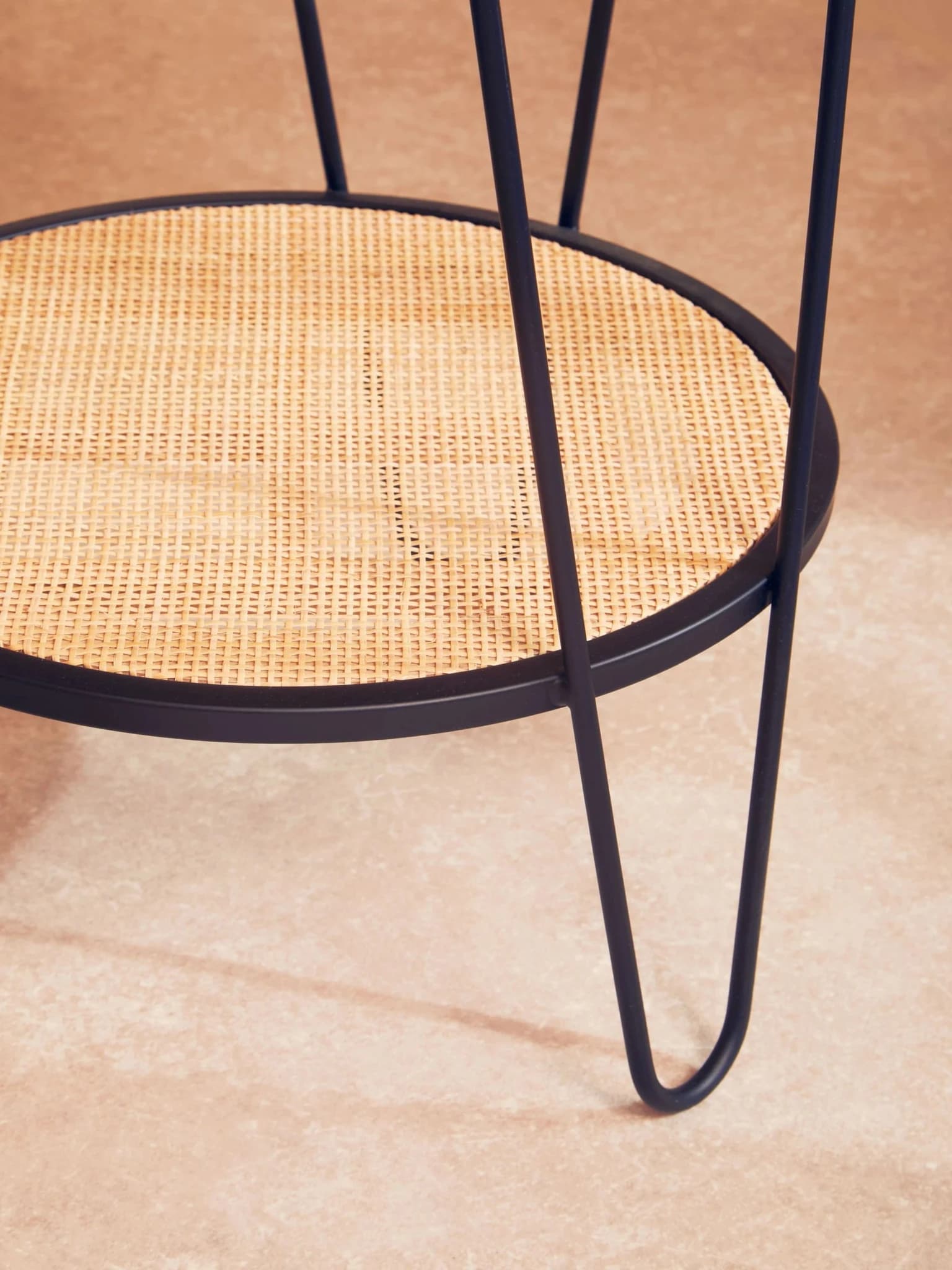 Depok Rattan And Metal Side Table With Hairpin Legs - Tables, photo 2 of 8
