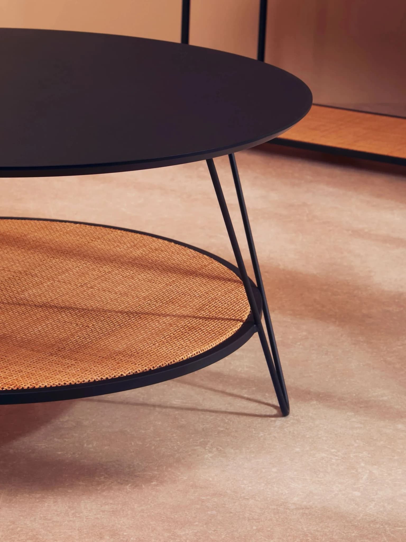 Depok Rattan And Metal Coffee Table With Hairpin Legs - Tables, photo 2 of 8