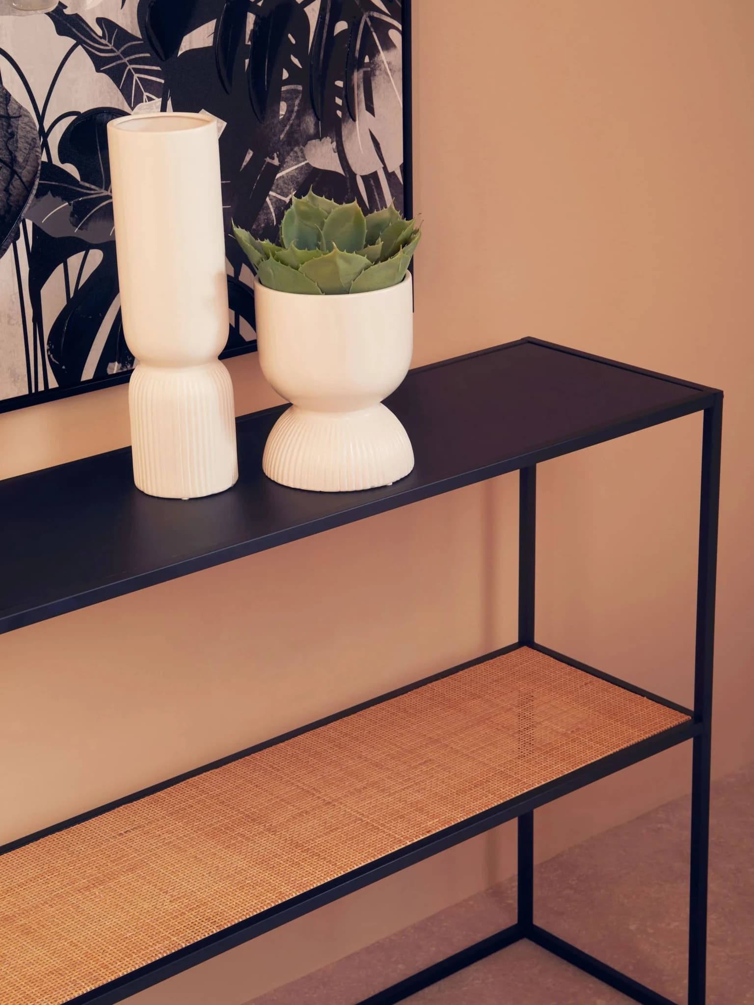 Depok 2 Tier Rattan And Metal Console Table - Tables, photo 2 of 8