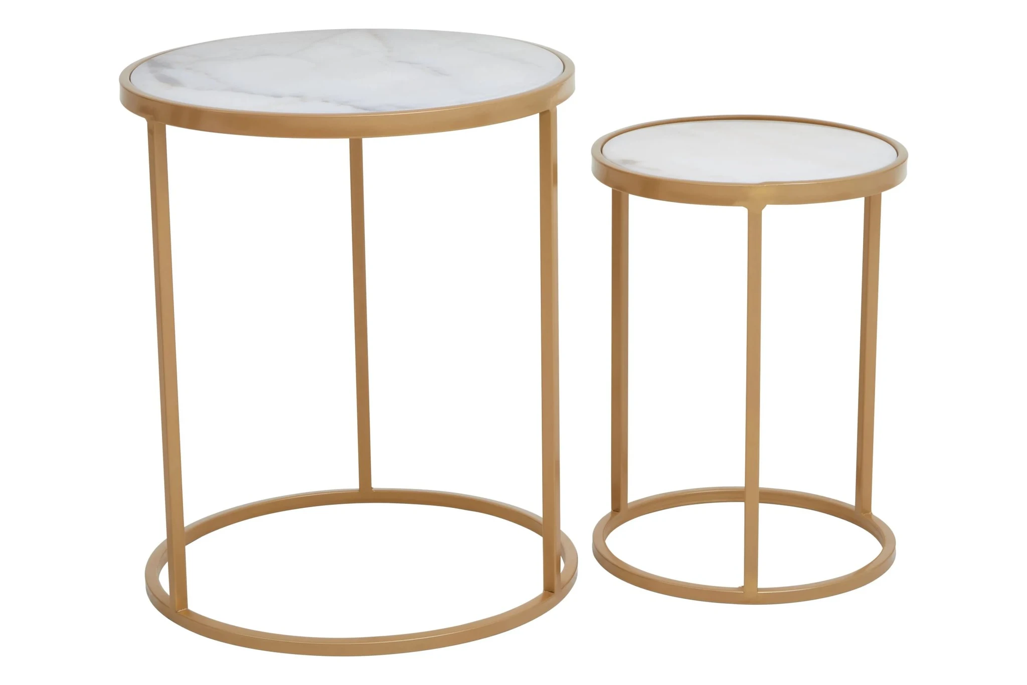 Colva White Marble and Gold Set Of Two Nesting Tables - Tables, photo 3 of 7