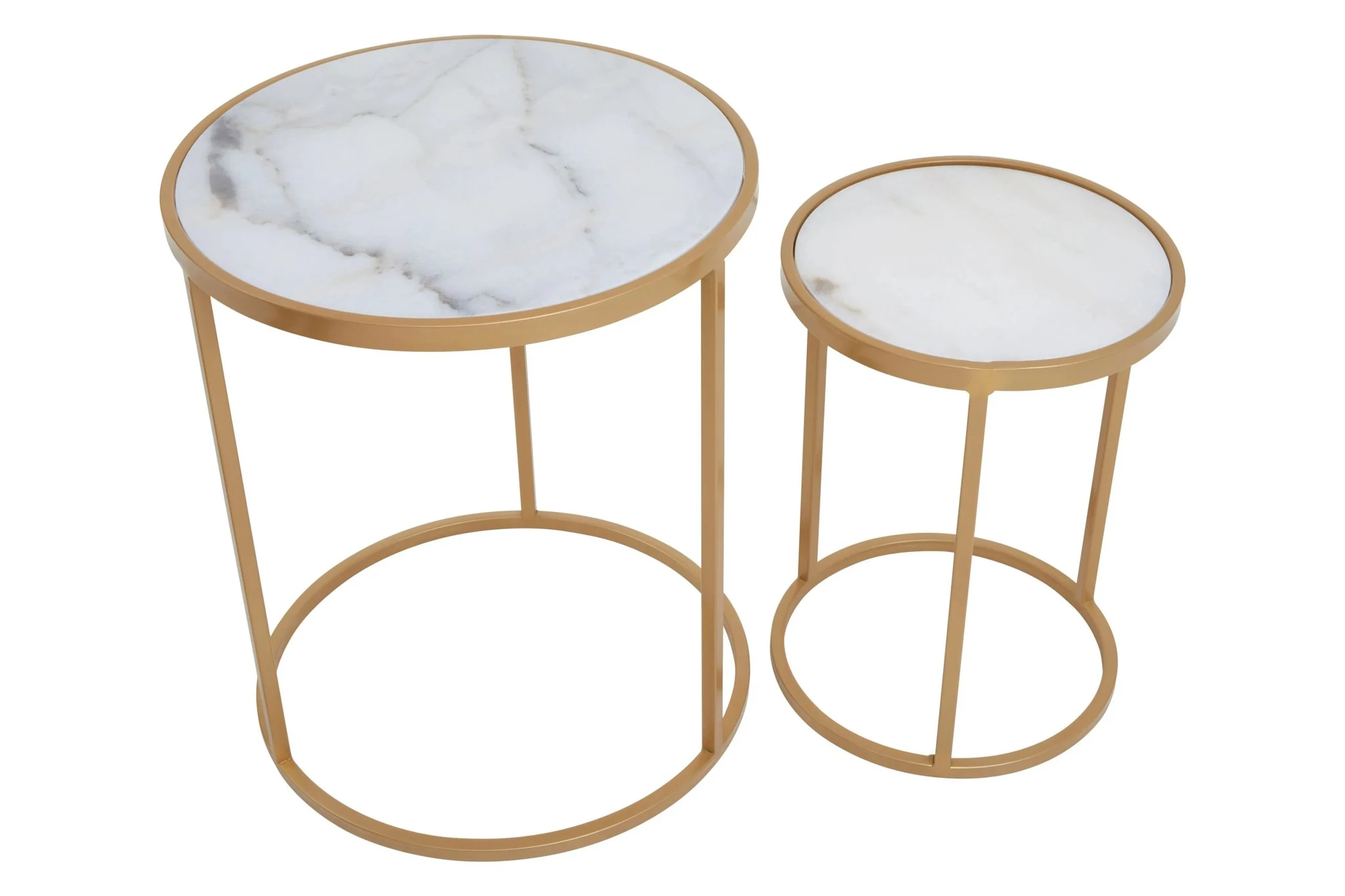 Colva White Marble and Gold Set Of Two Nesting Tables - Tables, photo 2 of 7