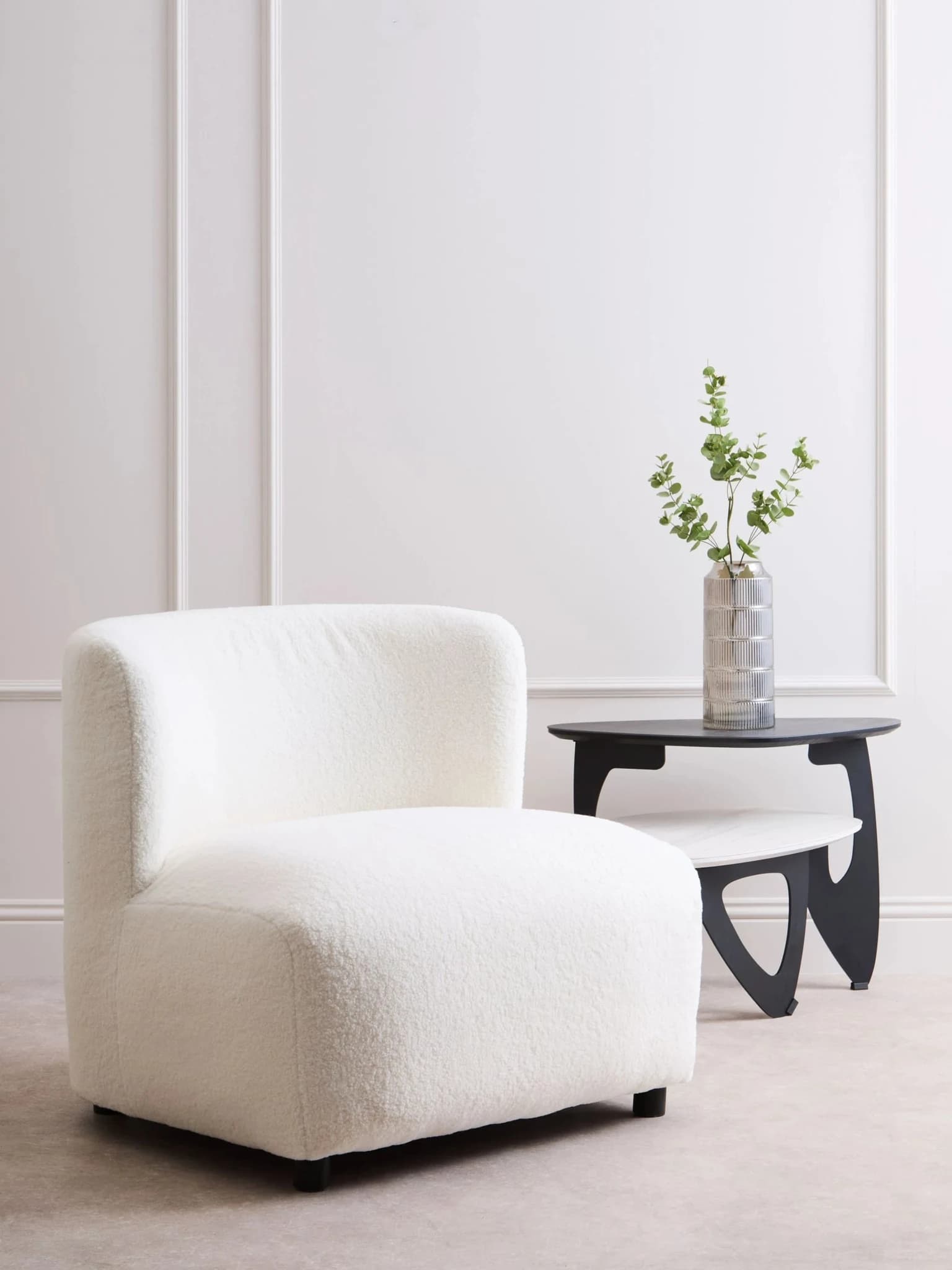 Montreal Ivory Boucle Effect Armless Lounge Chair - Seating, photo 4 of 8