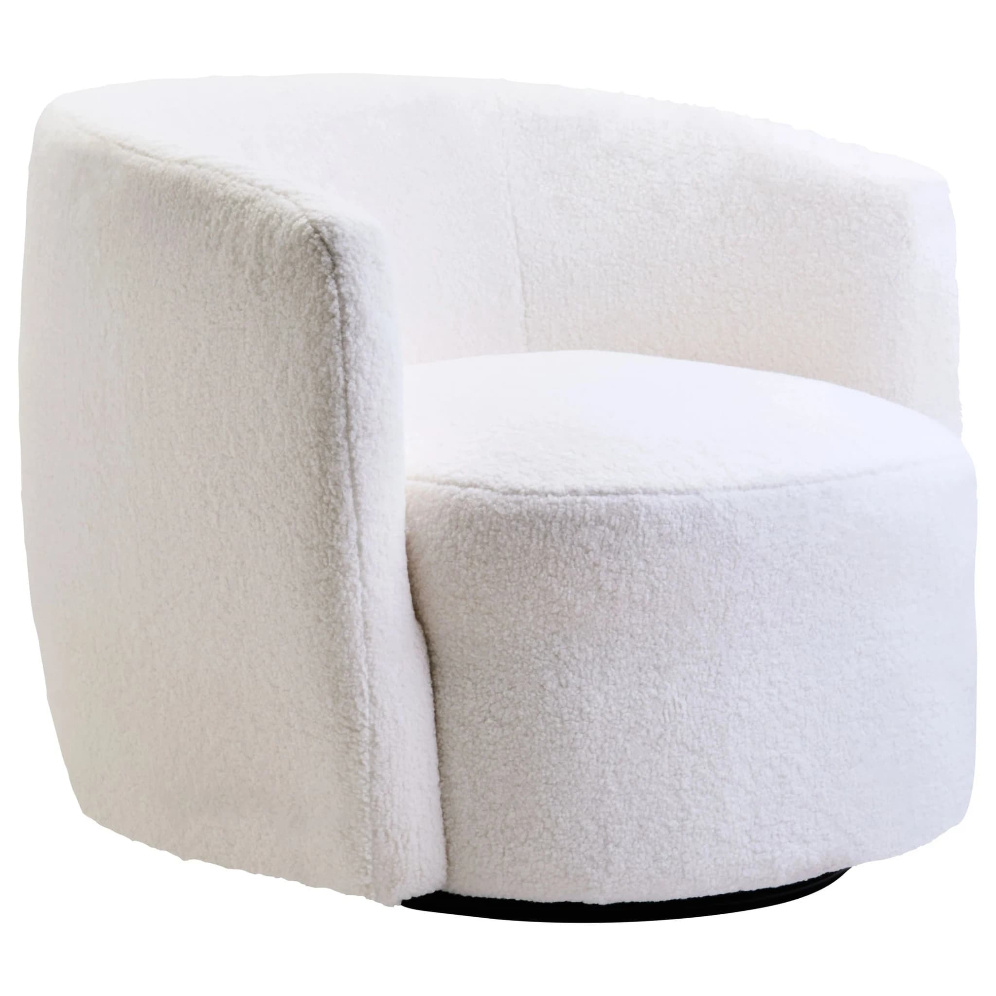 Montreal Ivory Boucle Effect Curved Lounge Chair With Swivel Base - Seating, photo 7 of 8