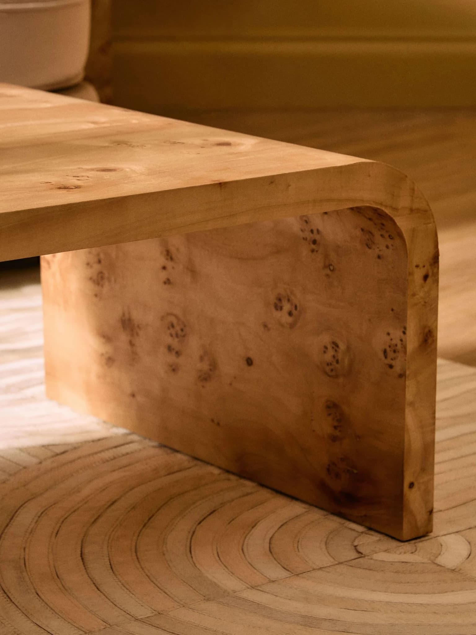 Mota Burl Wood Design Curved Coffee Table - Tables, photo 3 of 8