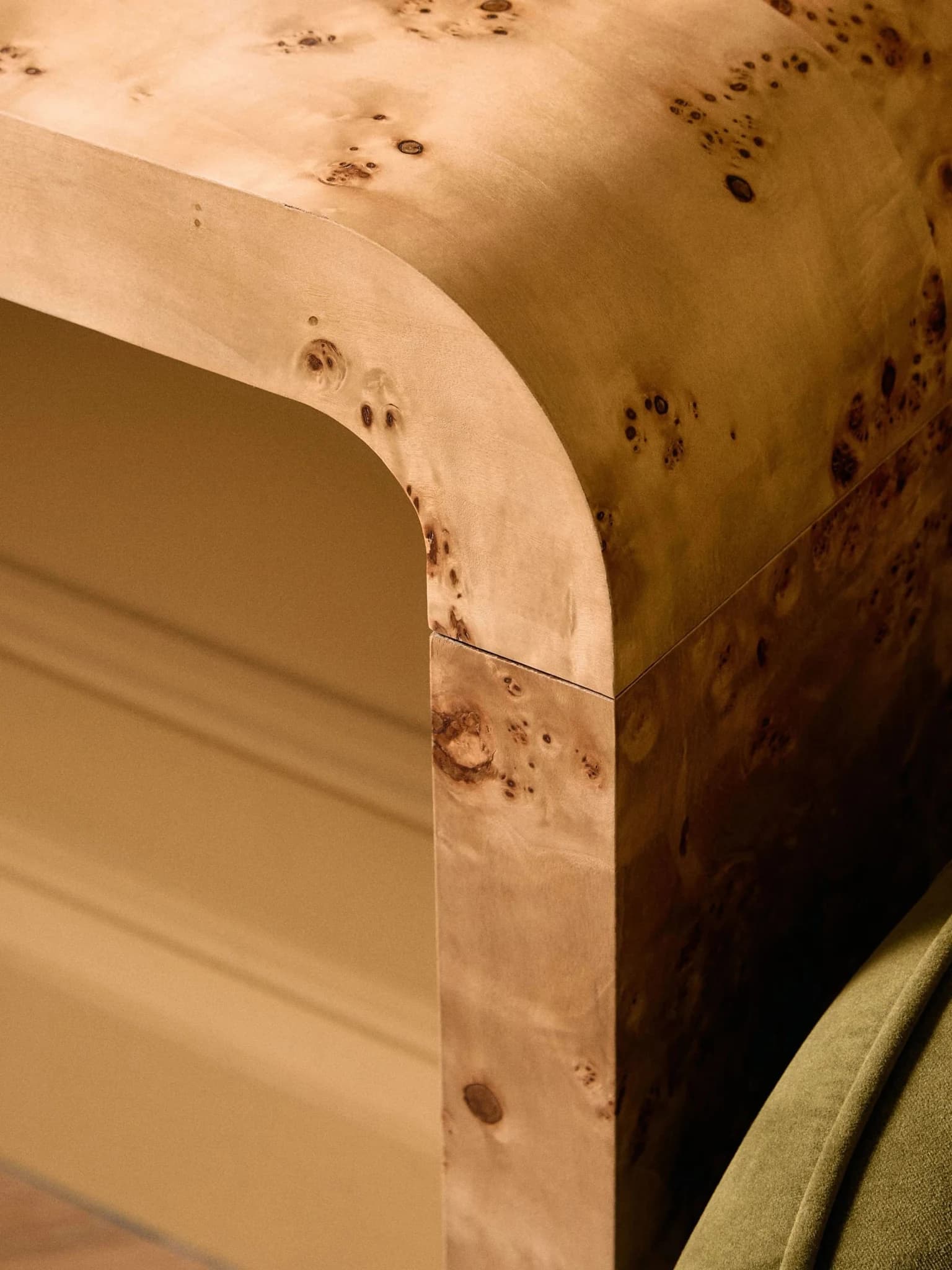 Mota Burl Wood Design Curved Console Table - Tables, photo 4 of 8