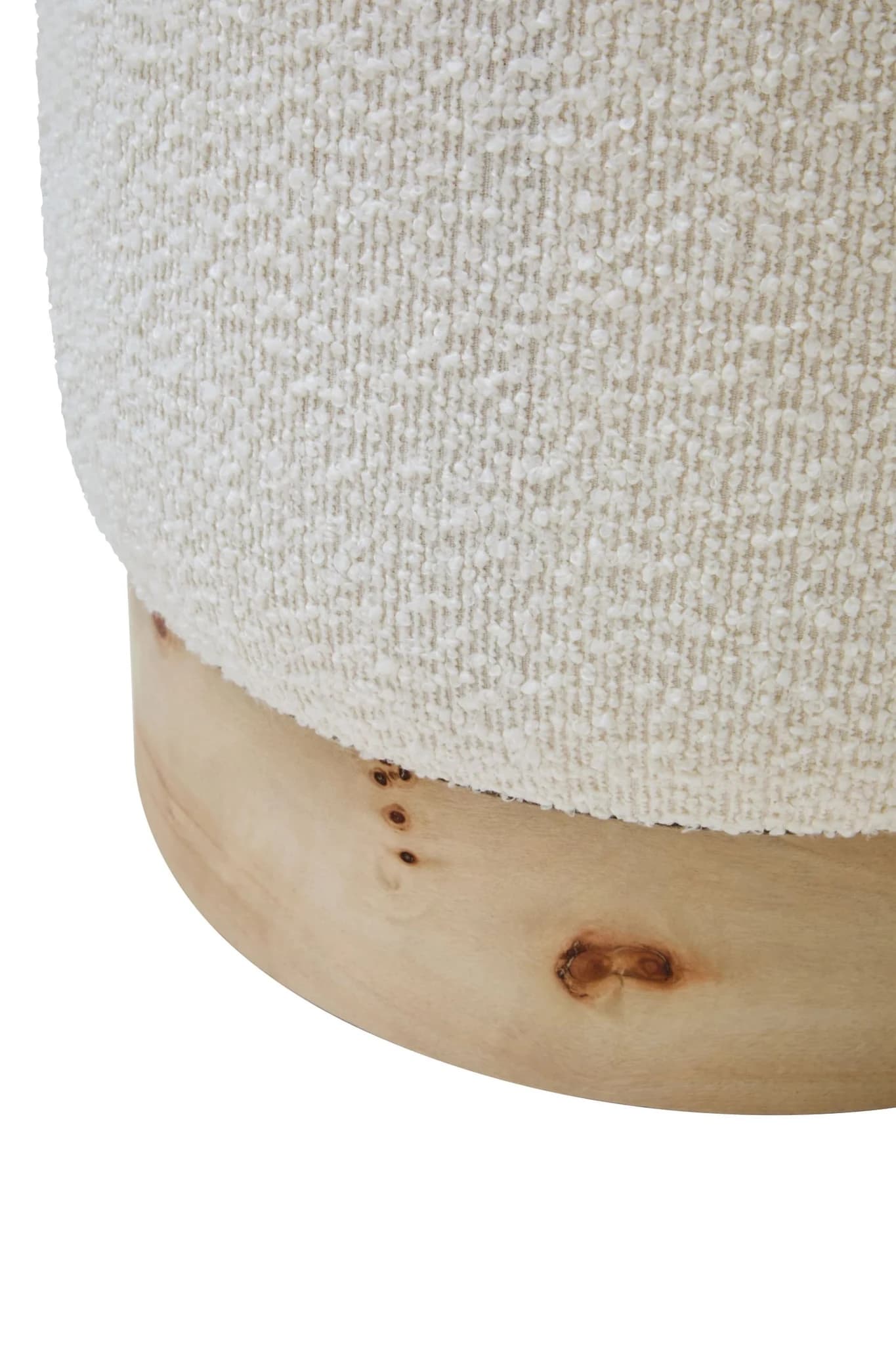 Mota Burl Wood And Cream Boucle Round Stool - Seating, photo 8 of 8