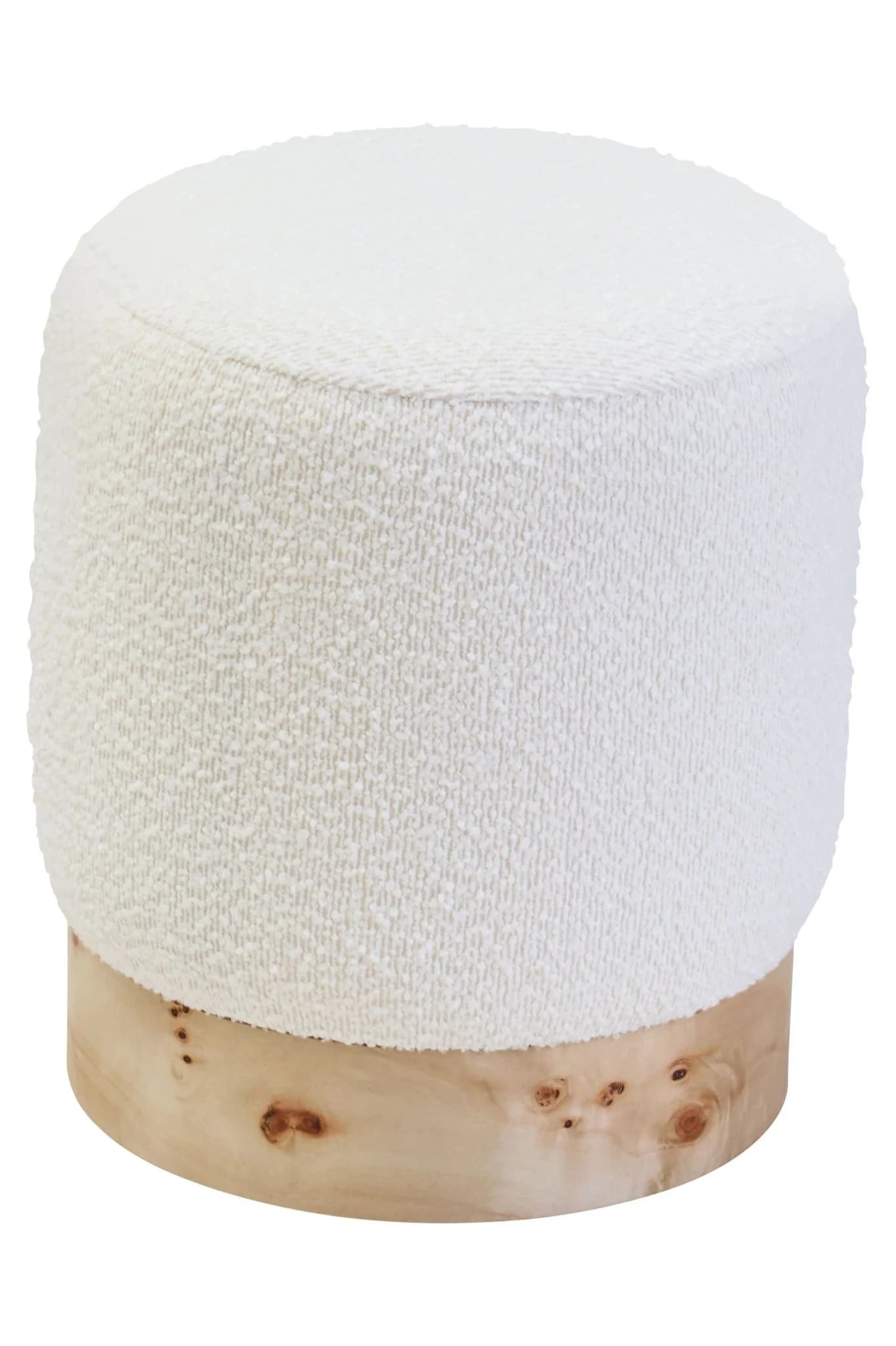 Mota Burl Wood And Cream Boucle Round Stool - Seating, photo 5 of 8